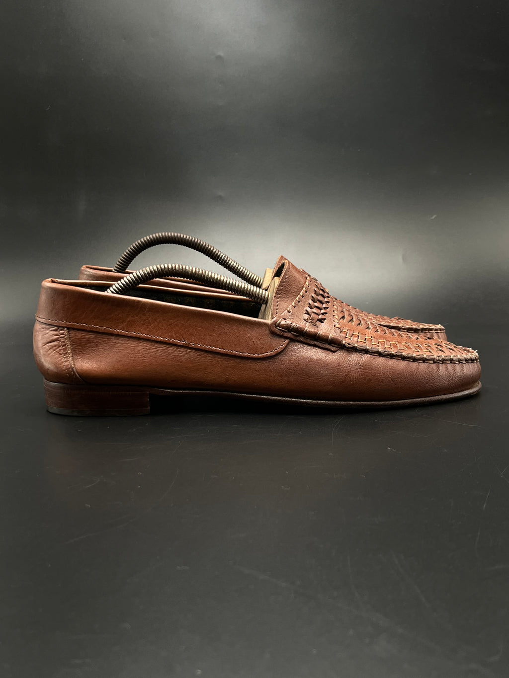 Antonio Ferri Brown Woven Leather Loafers