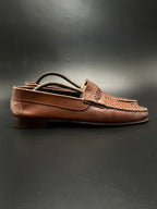 Antonio Ferri Brown Woven Leather Loafers