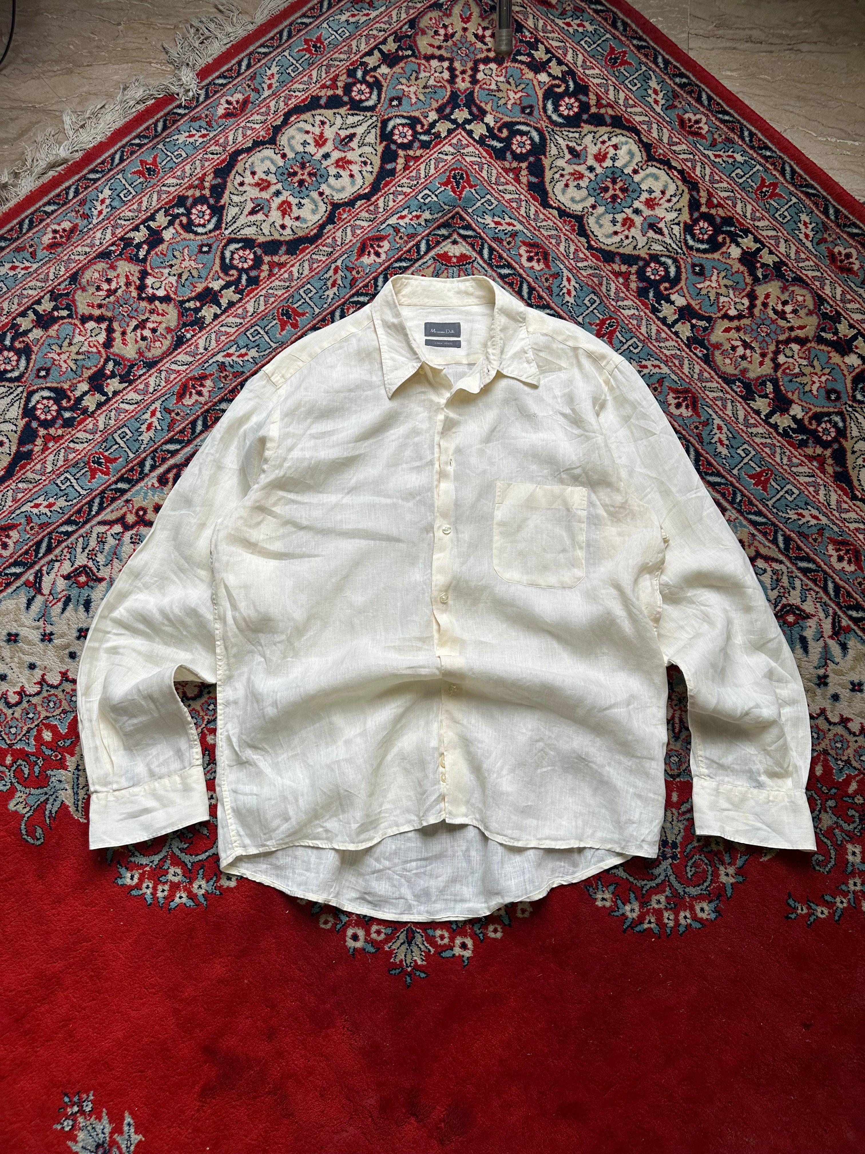 MOSSIMO DUTTI BEIGE PURE LINEN BUTTON DOWN SHIRT - XL