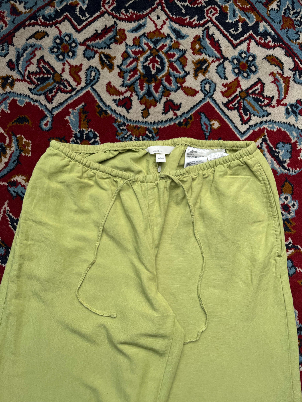 H&M Lime Green Linen Wide FiT Pants - 28