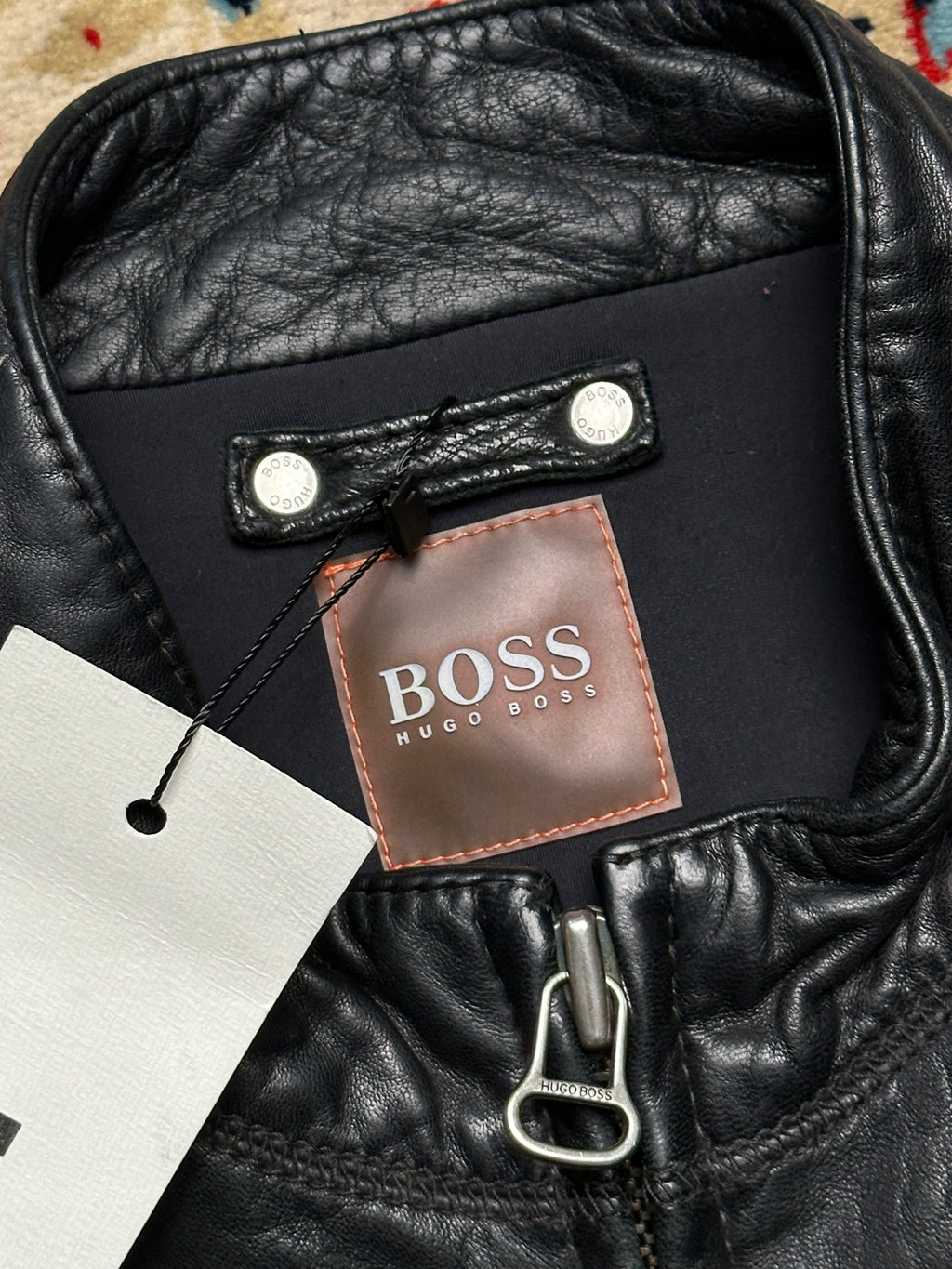 HUGO BOSS SLIM FIT LEATHER BIKER JACKET