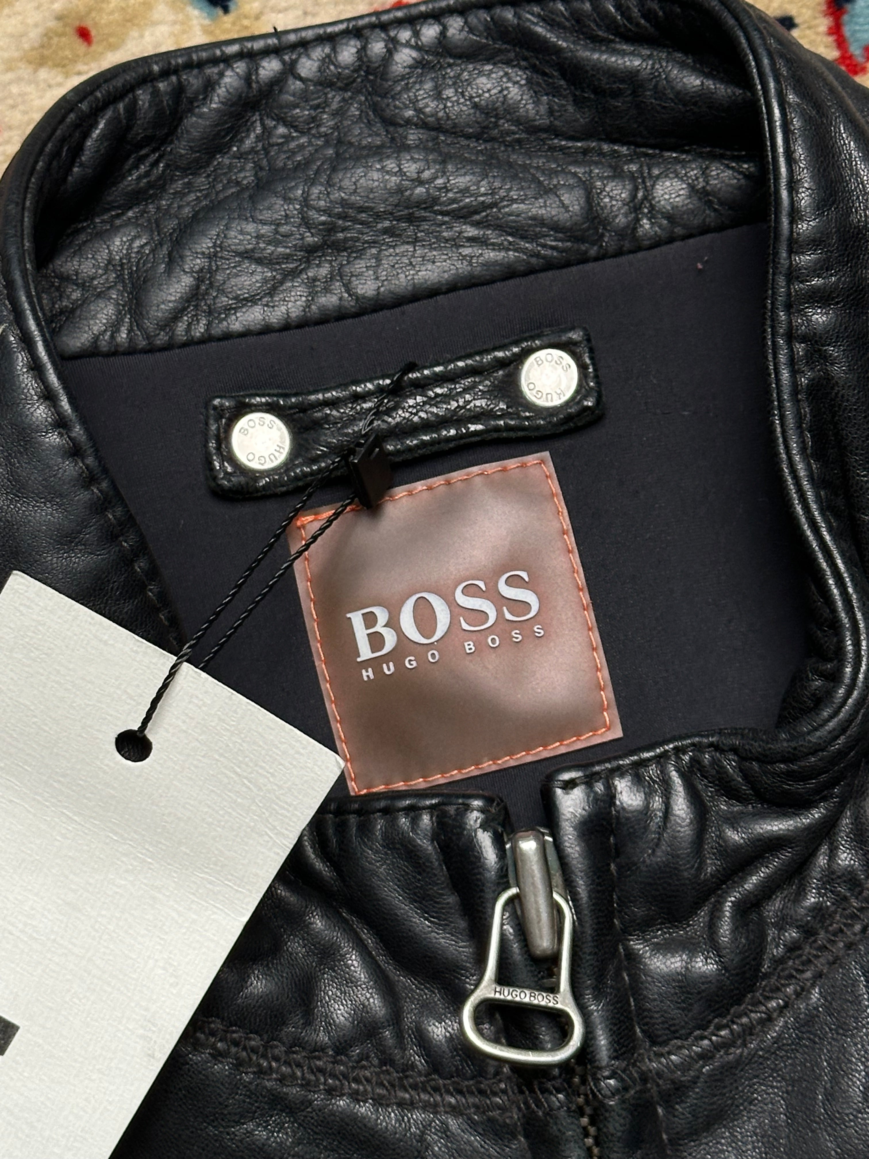 HUGO BOSS SLIM FIT LEATHER BIKER JACKET