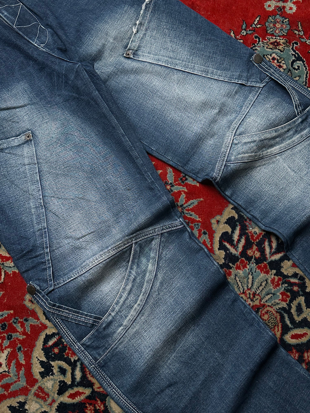 KULT Panelled BAGGY NON STRETCH DENIM CARGOS