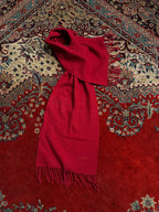 Fendi Burgundy Red Fringe Wool Scarf