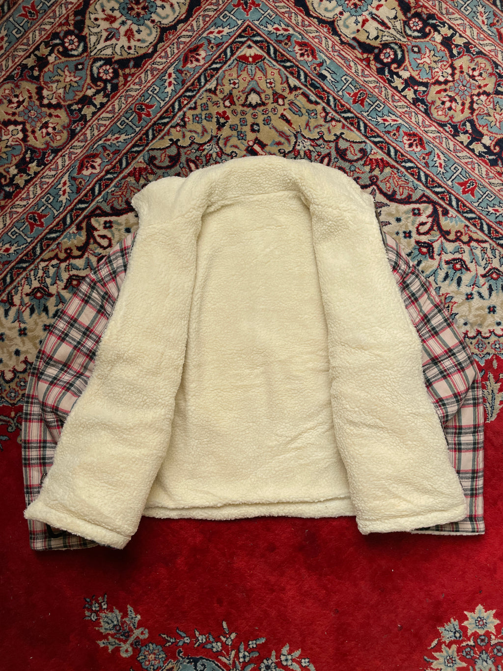 VINTAGE CHECKERED reversible sherpa RELAXED FIT jacket