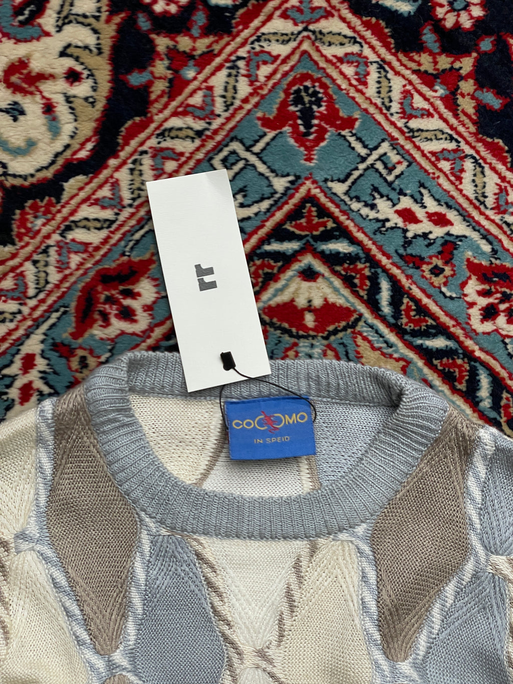 COCOMO Argyle Cable Knit Crewneck Sweater