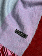Prada Luxury Italian Made Pastel Blue & Lilac Fringed Wool Scarf