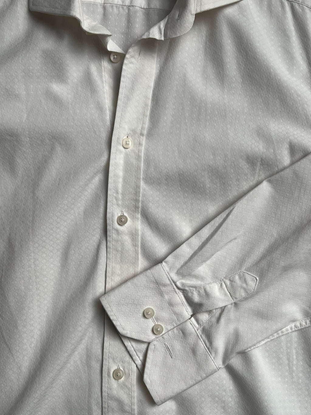 GIOVANE GENTILE TEXTURED WHITE BUTTON DOWN FORMAL SHIRT