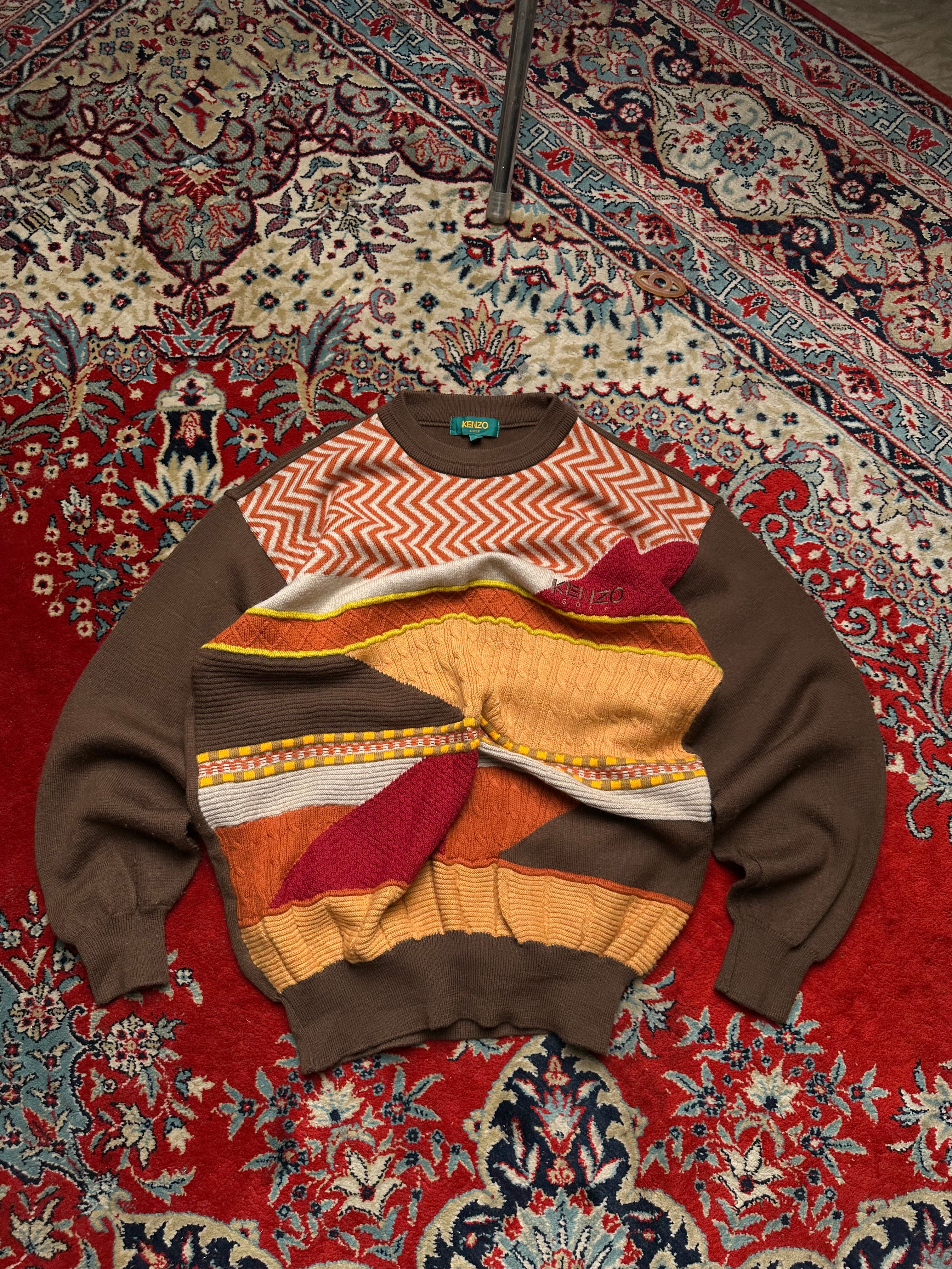 KENZO GOLF RELAXED TEXTURED WOOL SWEATER