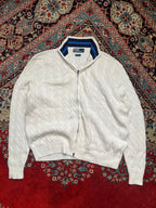 Polo Ralph Lauren White Cable Knit Full Zip Cotton Cardigan - XL