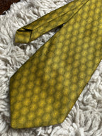 Zeki Selecta Geometric Tie Gold Yellow Hexagon Pattern Polyester Necktie