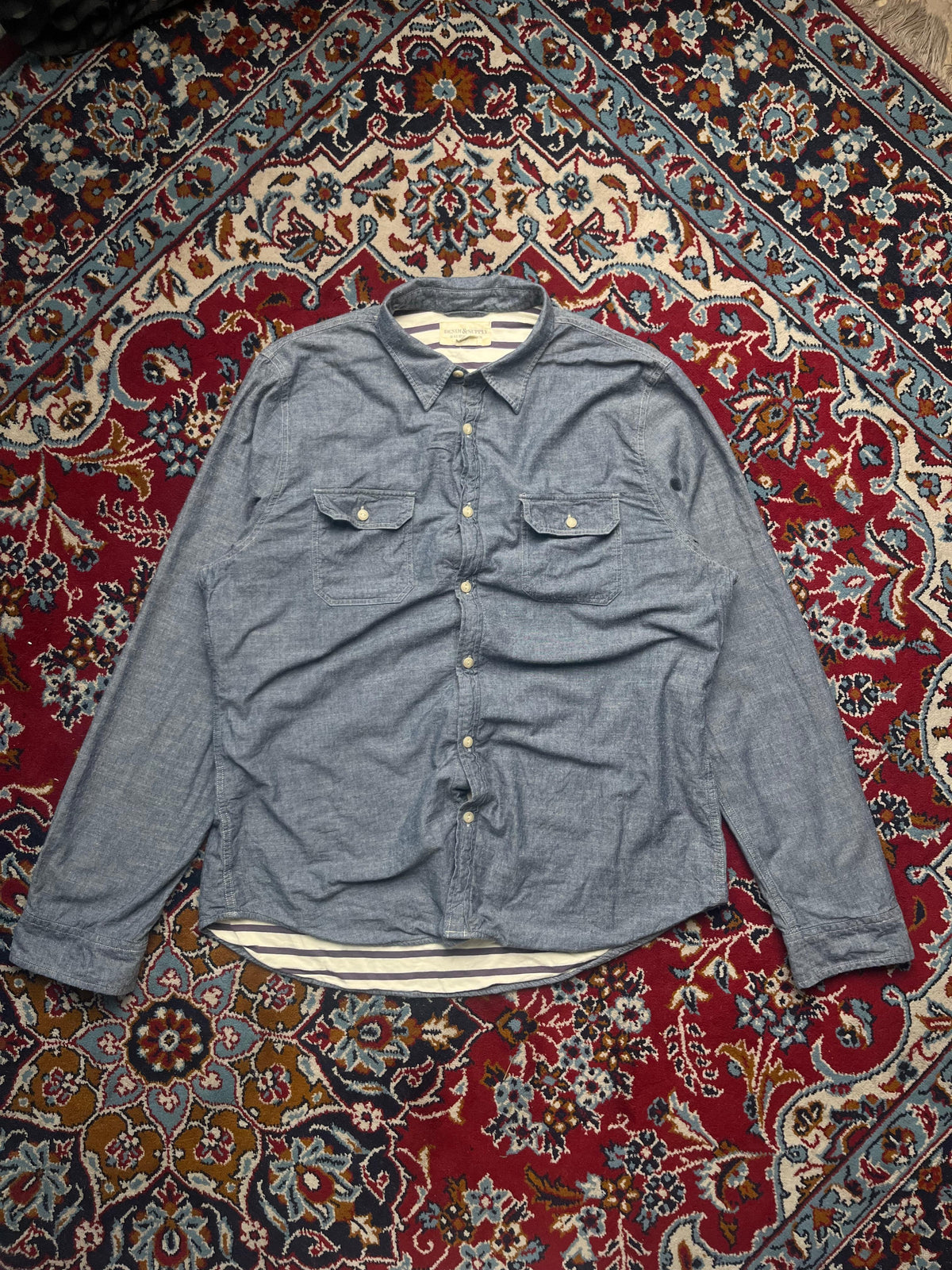Denim & Supply Ralph Lauren Blue Chambray Workwear Button Down Shirt - XL