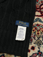 POLO RALPH LAUREN BLACK CABLE KNIT MUFFLER