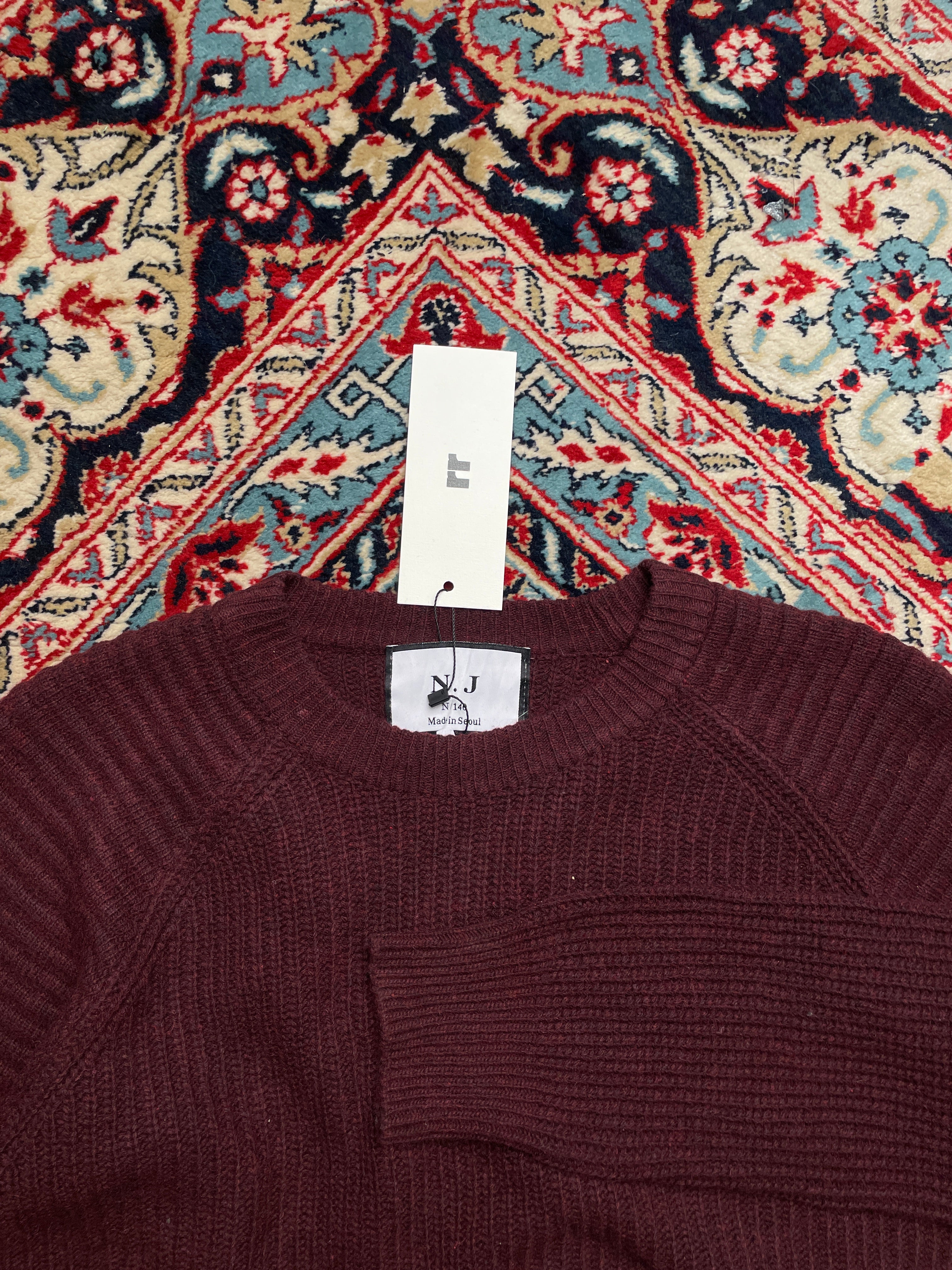 N. J Ribbed Knit Raglan Crewneck Sweater