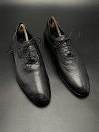 Berluti Alessandro Nero Grigio Black Leather Sleek Lace Up Oxfords