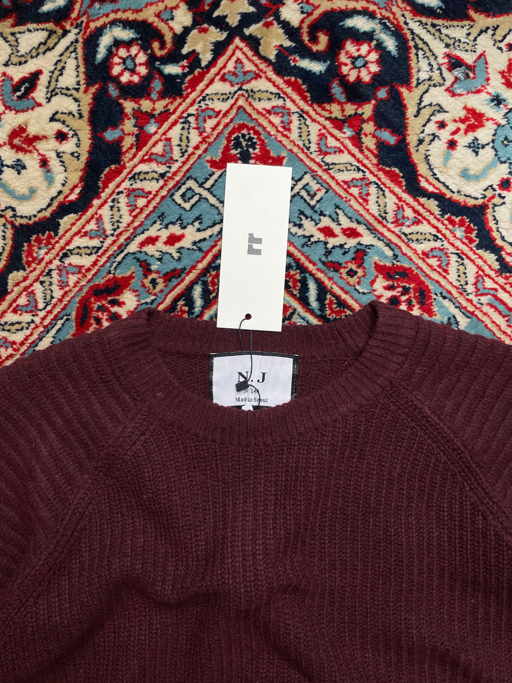 N. J Ribbed Knit Raglan Crewneck Sweater