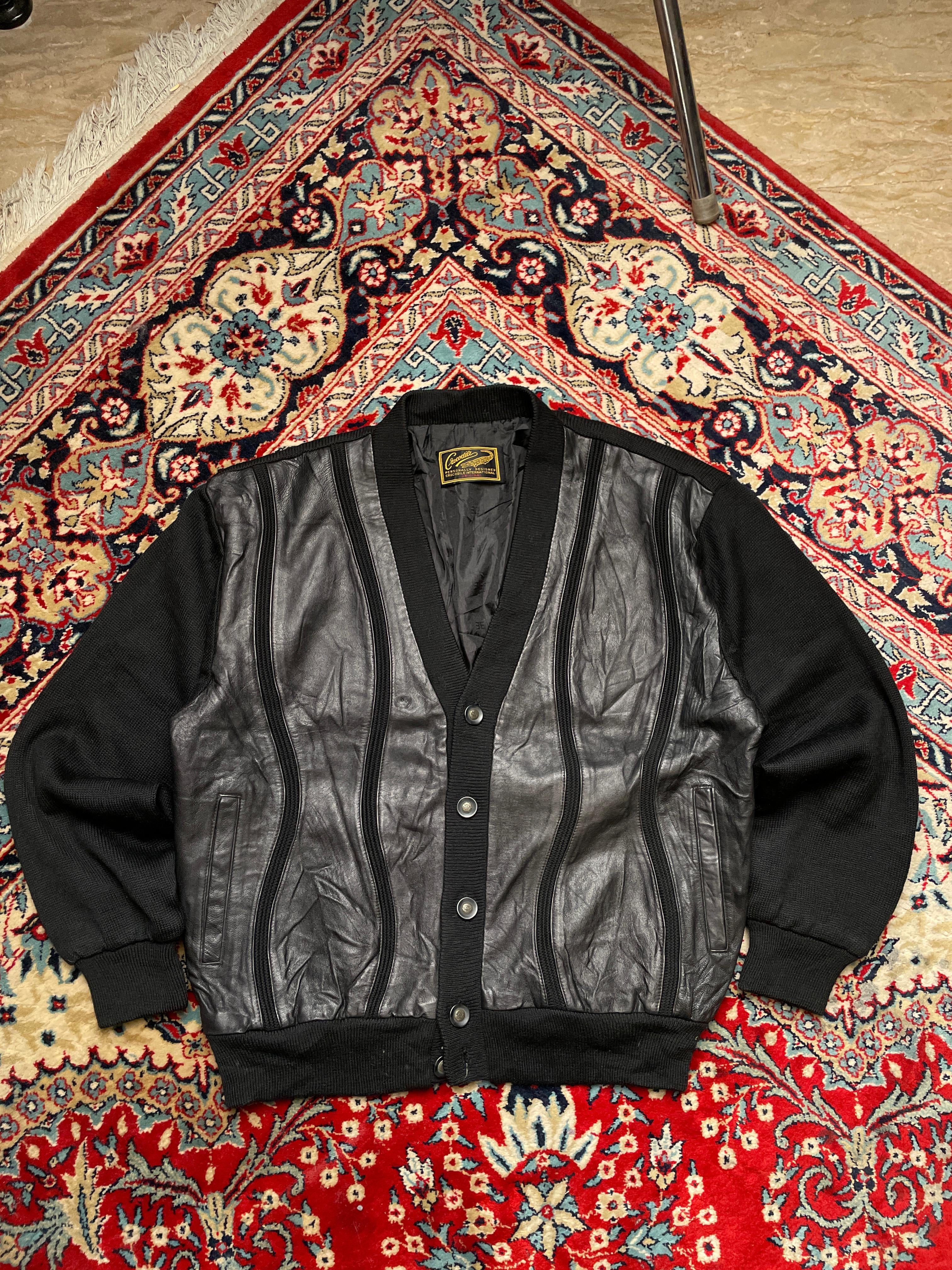 Crocodile VINTAGE LEATHER/WOOL RELAXED FIT CARDIGAN