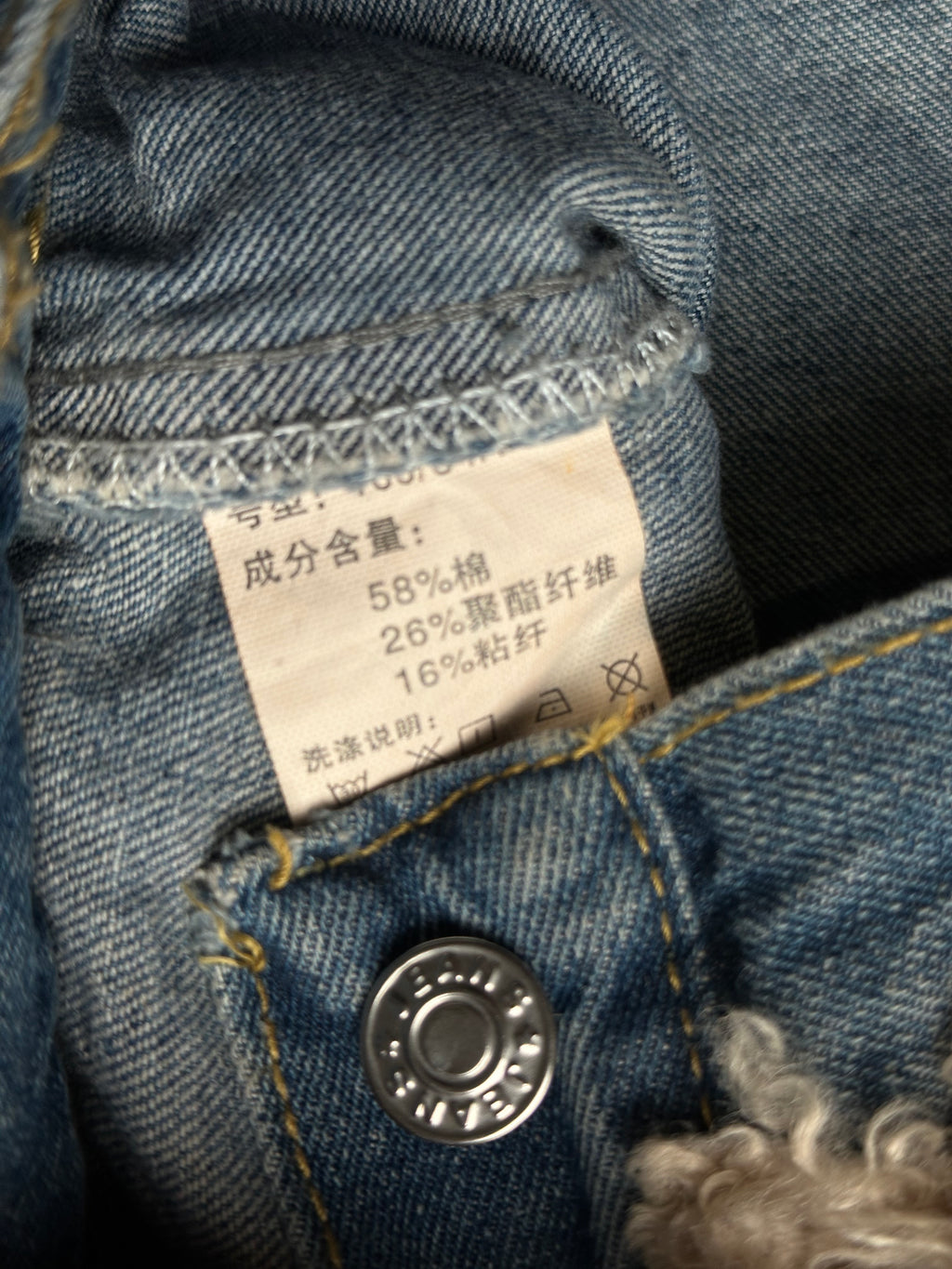 MAGAZINE Fake Fur Baggy Cropped Denim Jacket