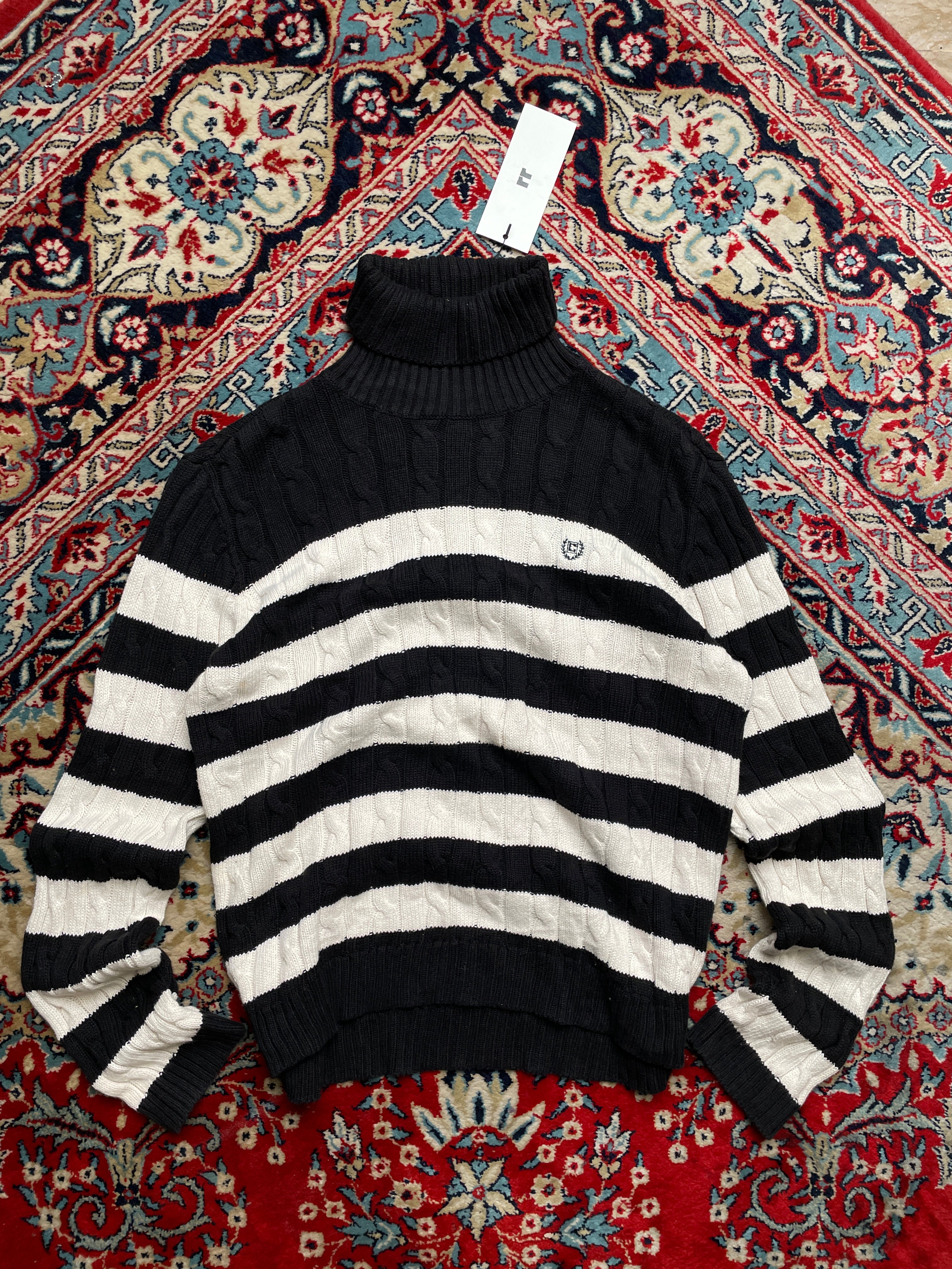 Gap Striped Cable Knit Turtleneck Sweater