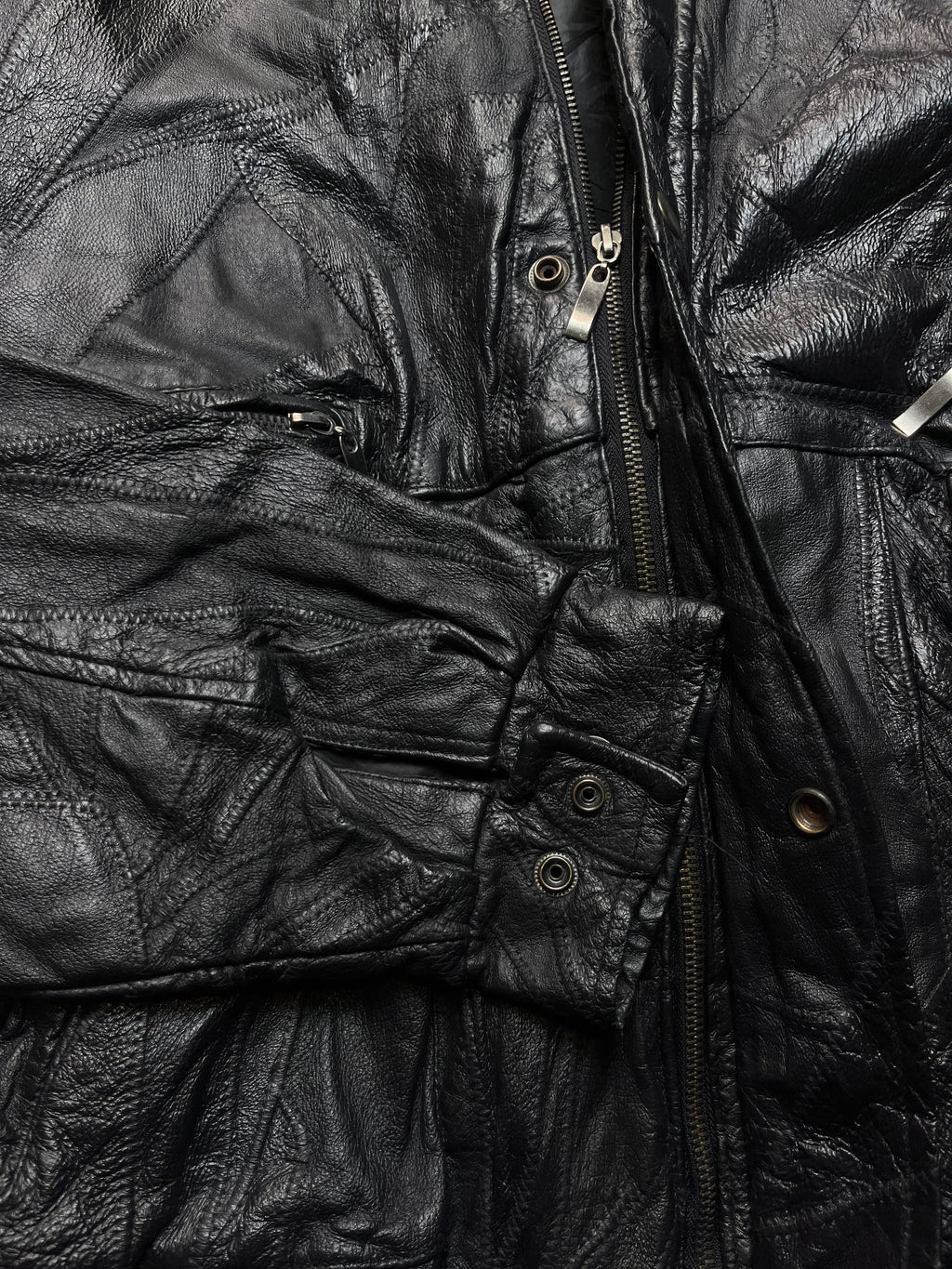 TLW Vintage Patchwork Leather Bomber Jacket