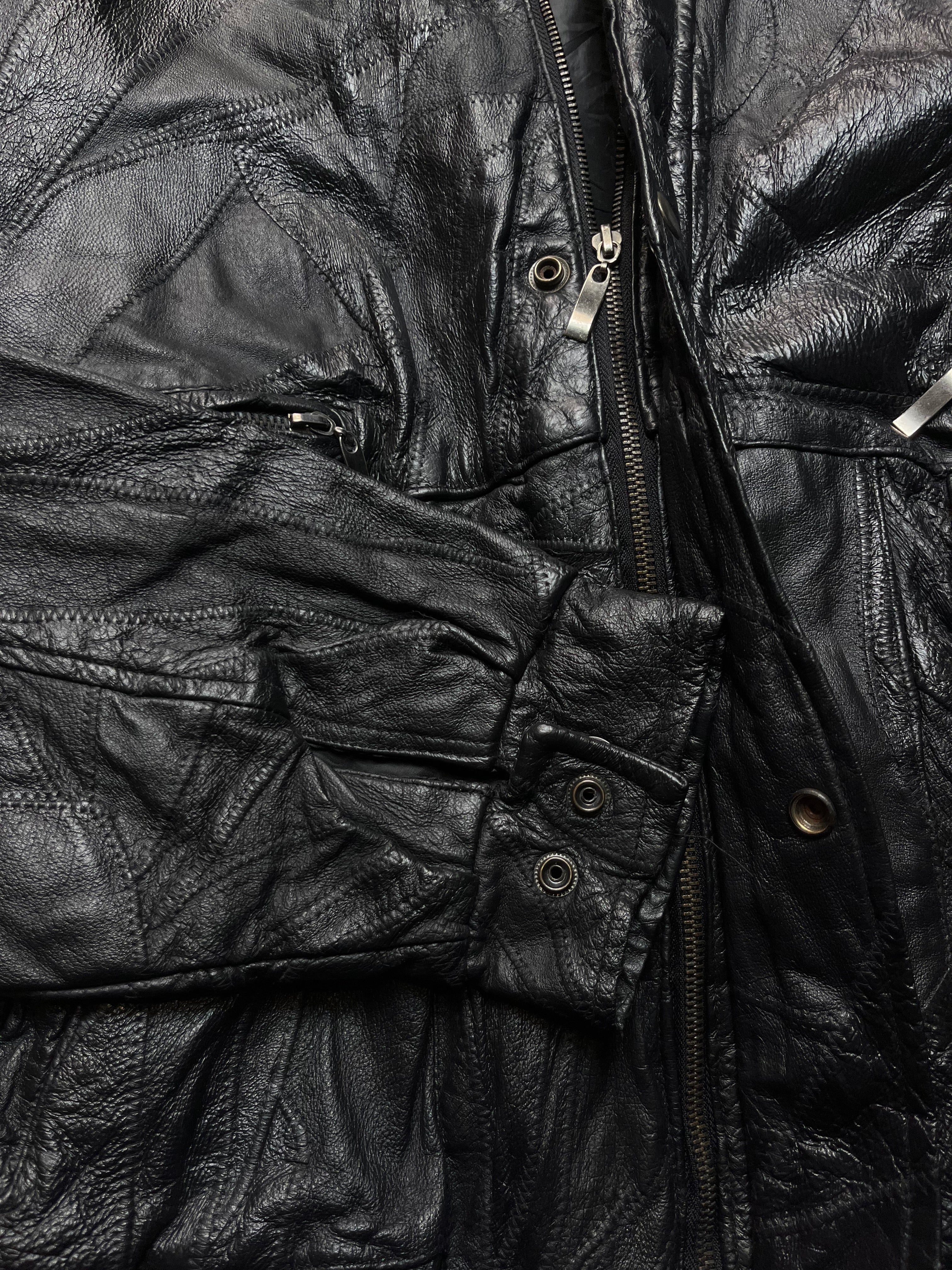 TLW Vintage Patchwork Leather Bomber Jacket