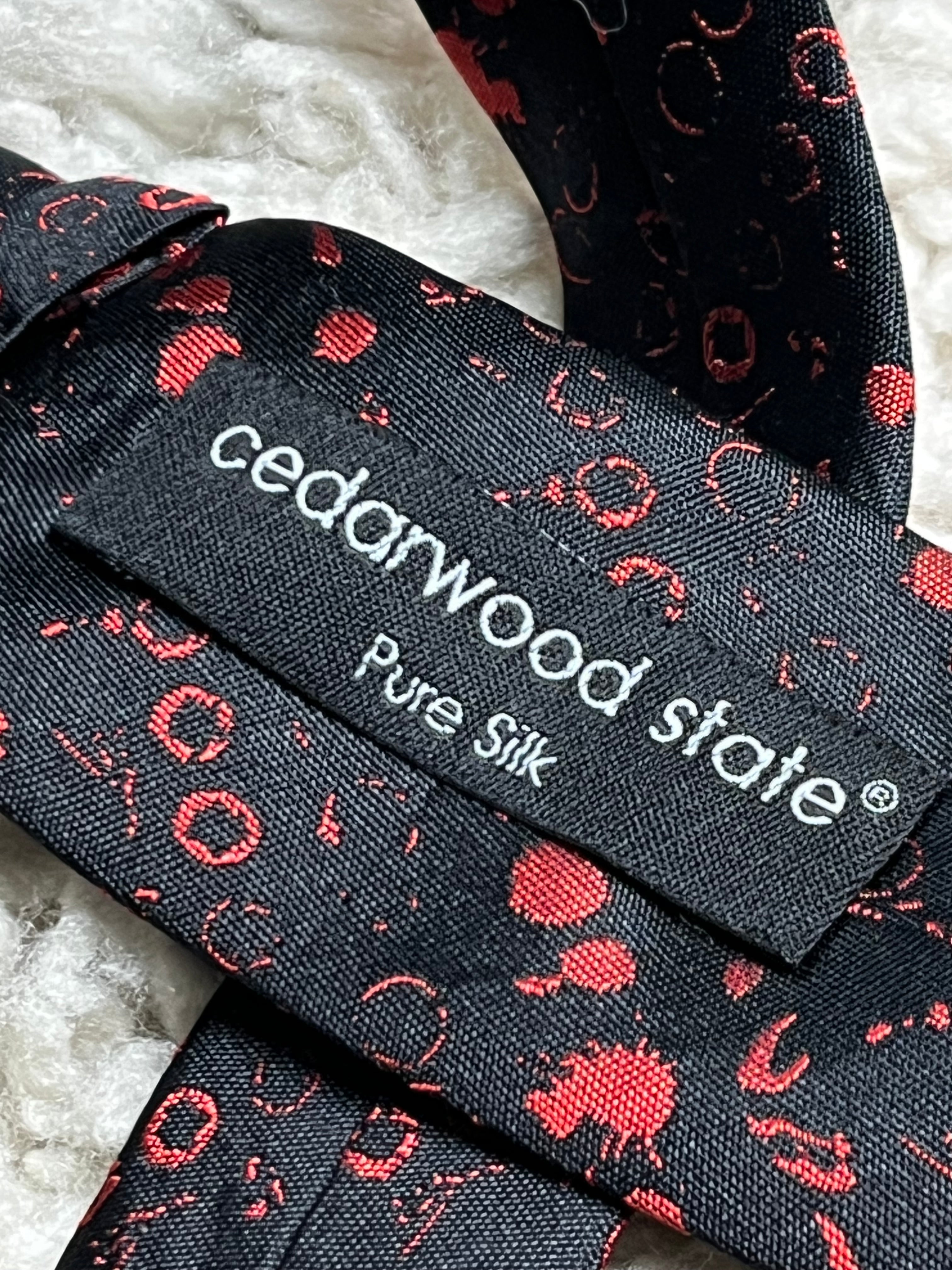 CEDARWOOD PRINTED PURE SILK TIE