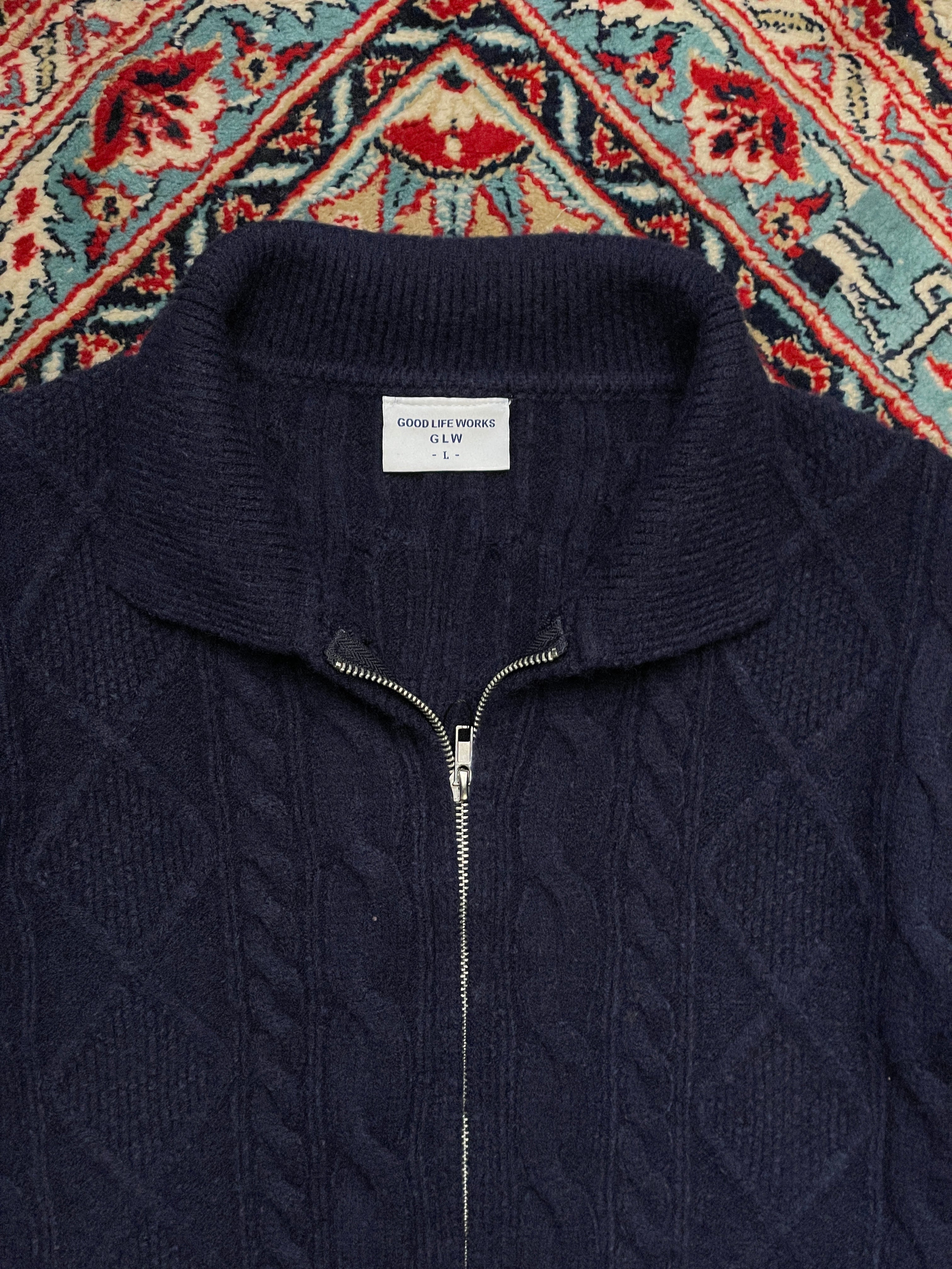 Good Life Works TEXTURED DUAL ZIPPER WOOL FITTED CARDIGAN