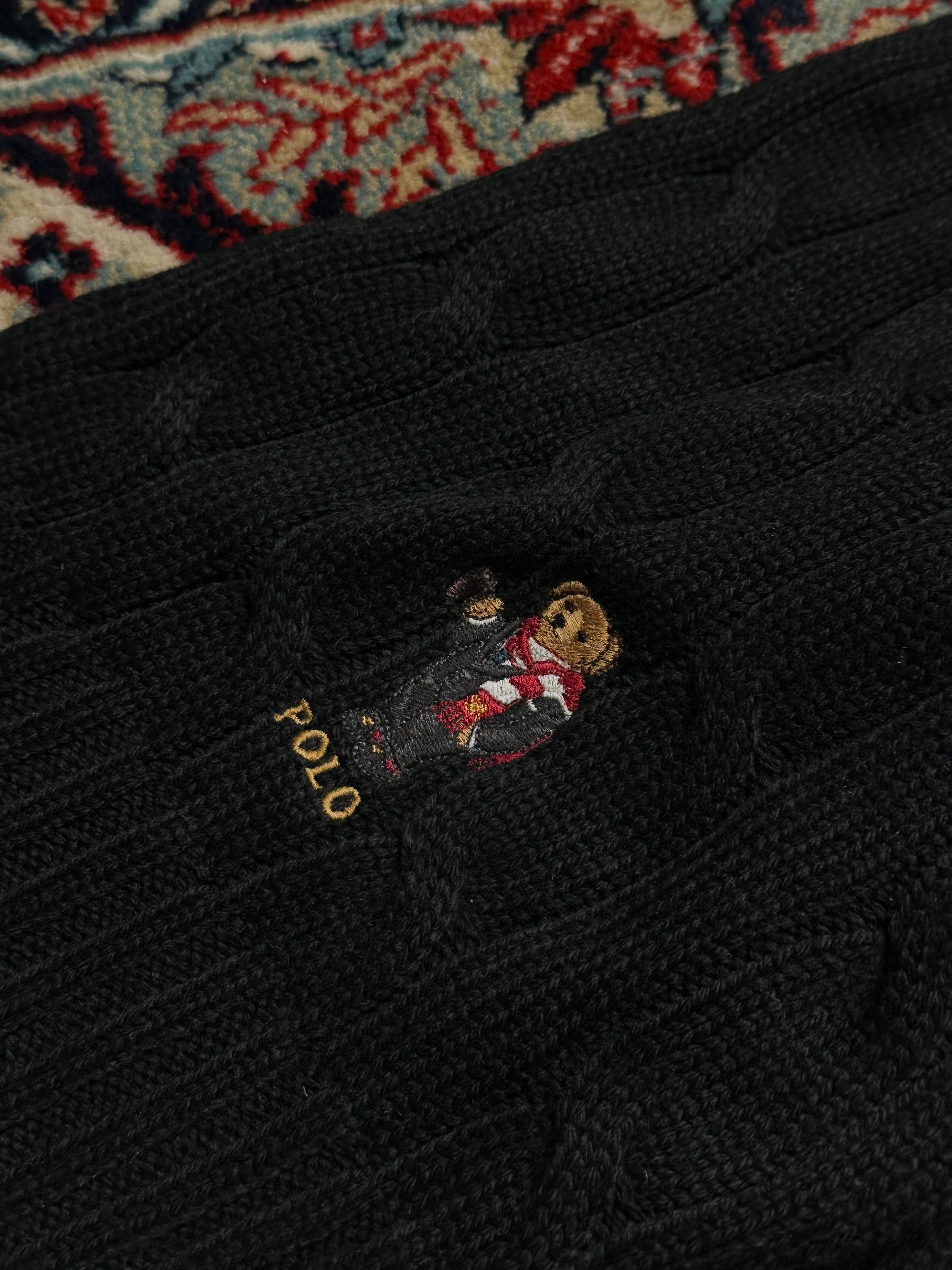 POLO RALPH LAUREN BLACK CABLE KNIT MUFFLER