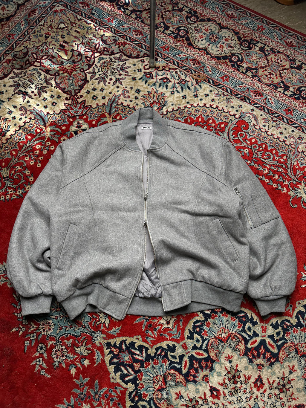 CANVAS RELAXED BOXY FIT WOOL BOMBER JACKET