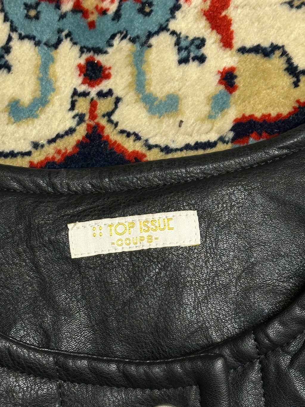 TOP ISSUE Leather Crew Neck Jacket