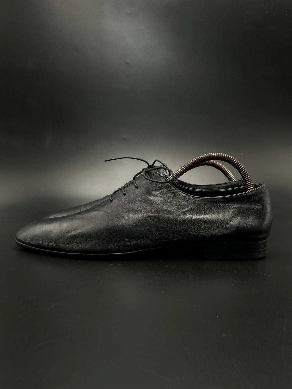 Berluti Alessandro Nero Grigio Black Leather Sleek Lace Up Oxfords