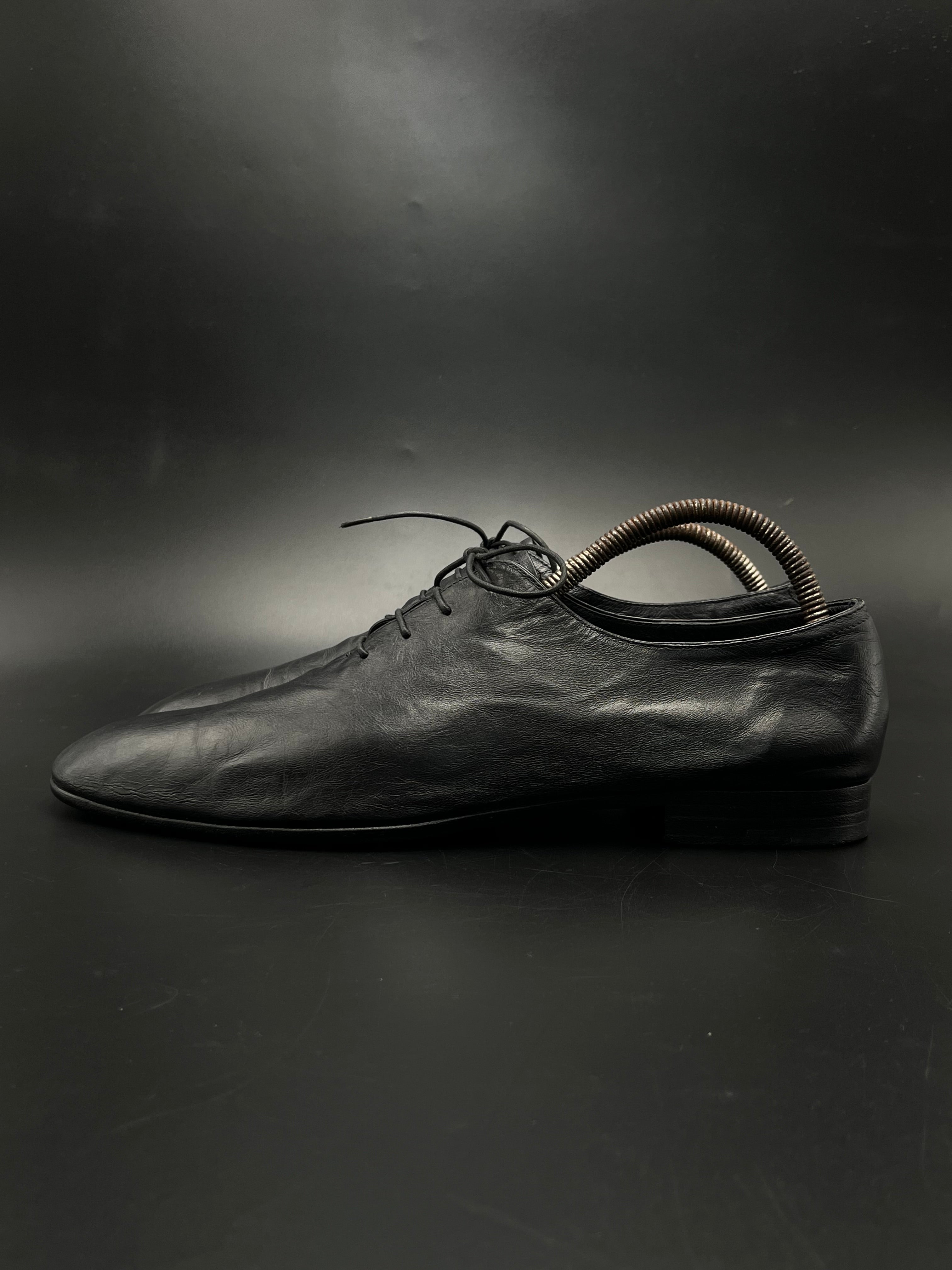 Berluti Alessandro Nero Grigio Black Leather Sleek Lace Up Oxfords