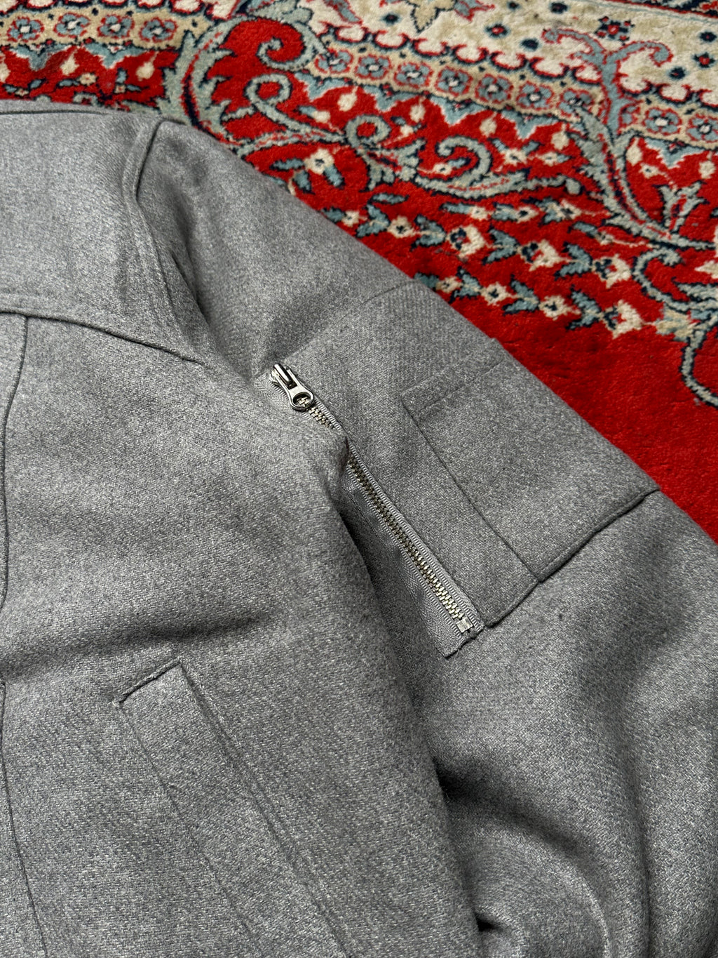 CANVAS RELAXED BOXY FIT WOOL BOMBER JACKET