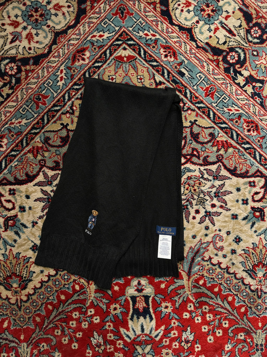 POLO RALPH LAUREN BLACK KNITTED SCARF