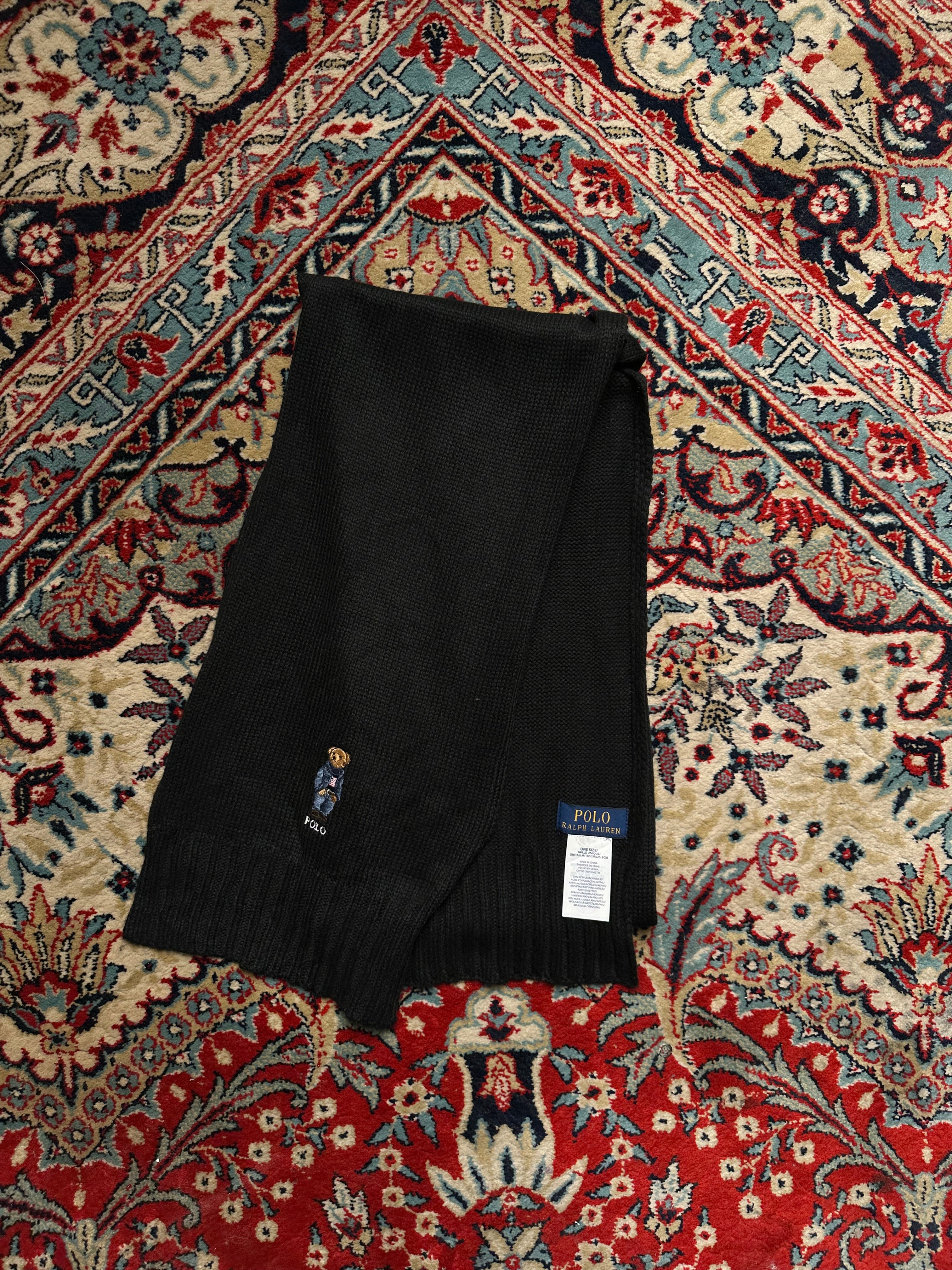 POLO RALPH LAUREN BLACK KNITTED SCARF