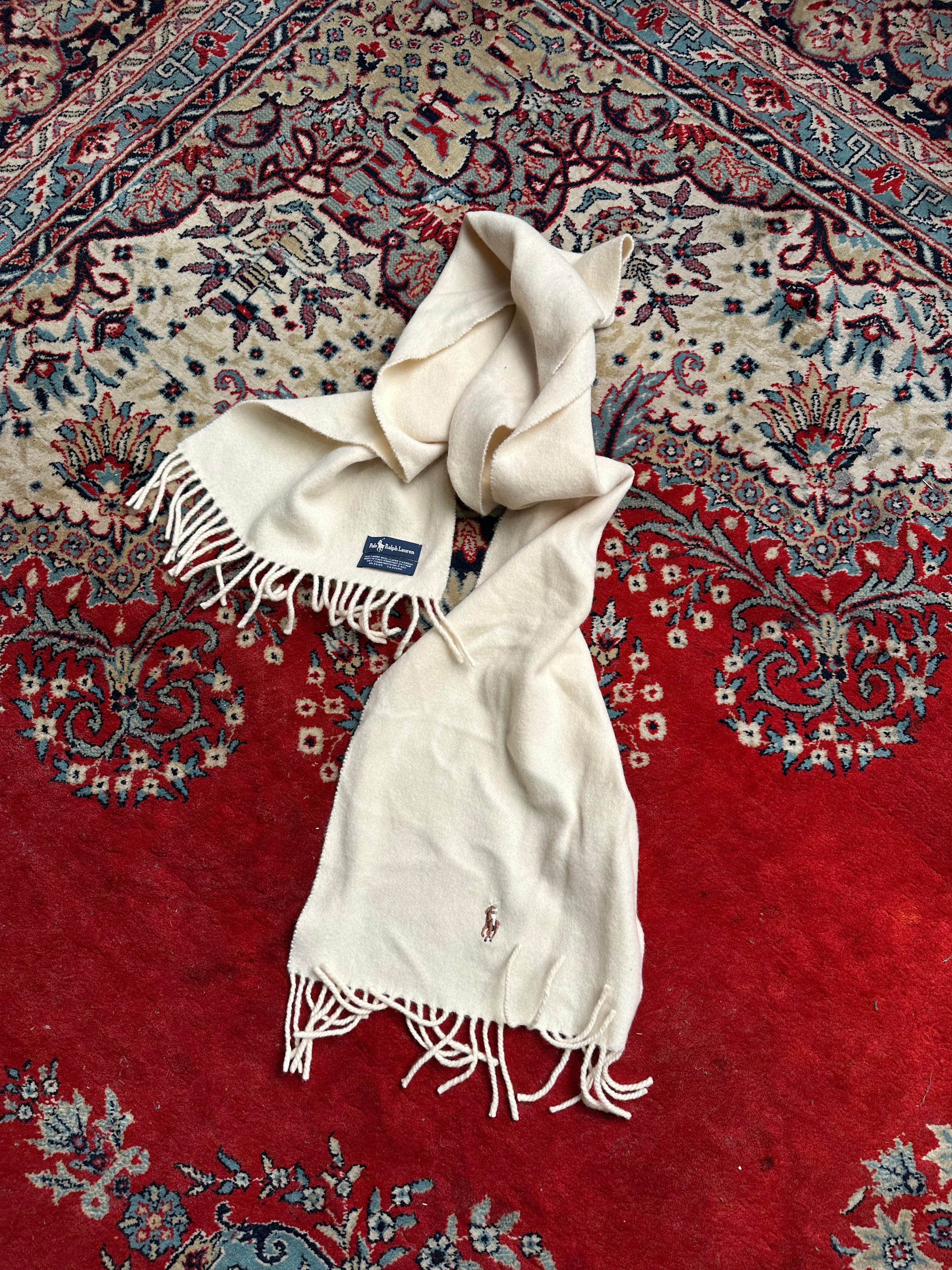 Polo Ralph Lauren Cream Lambswool Italian Made Muffler