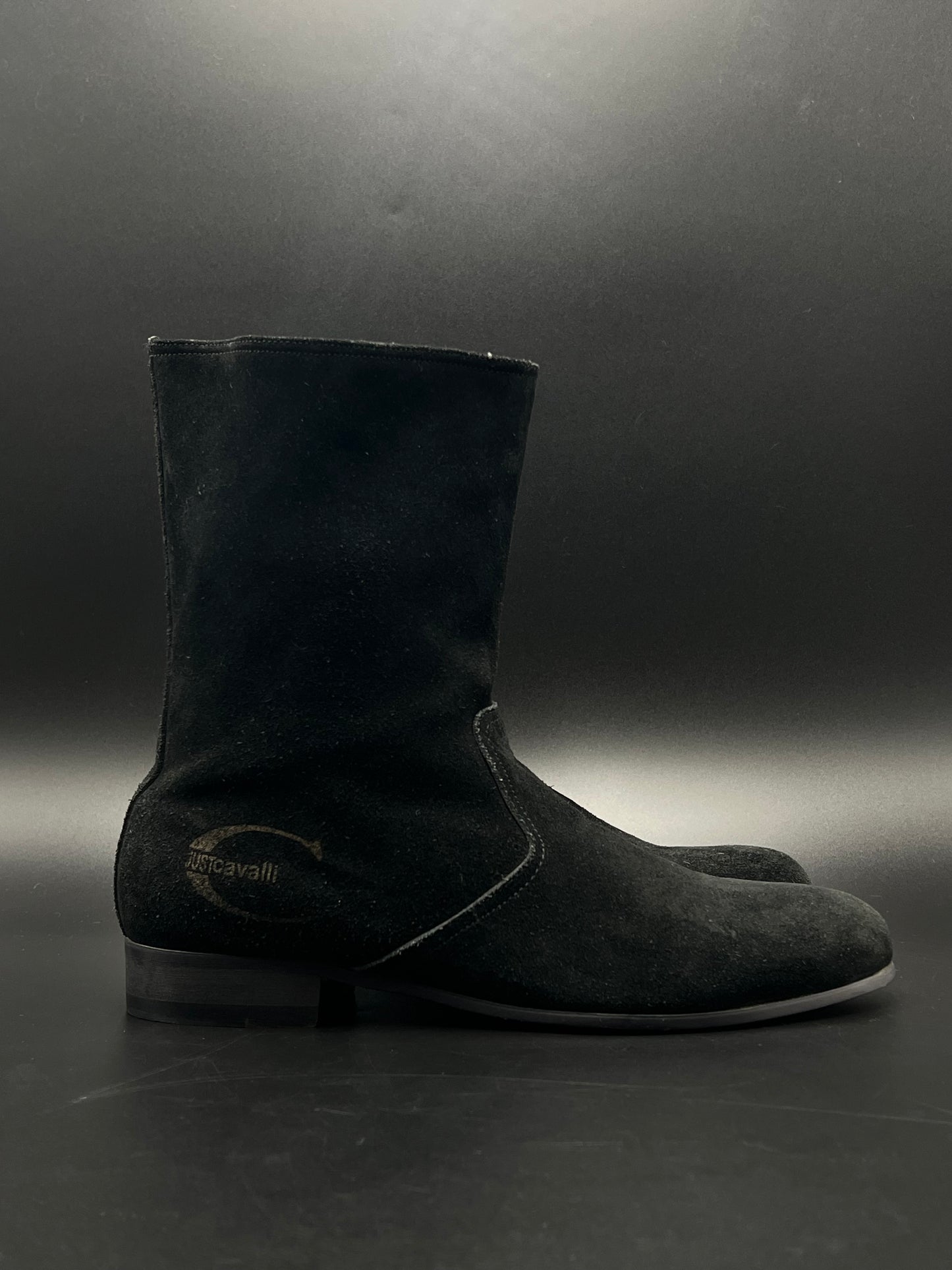 JUSTCAVALLI SUEDE LONG CHELSEA BOOTS