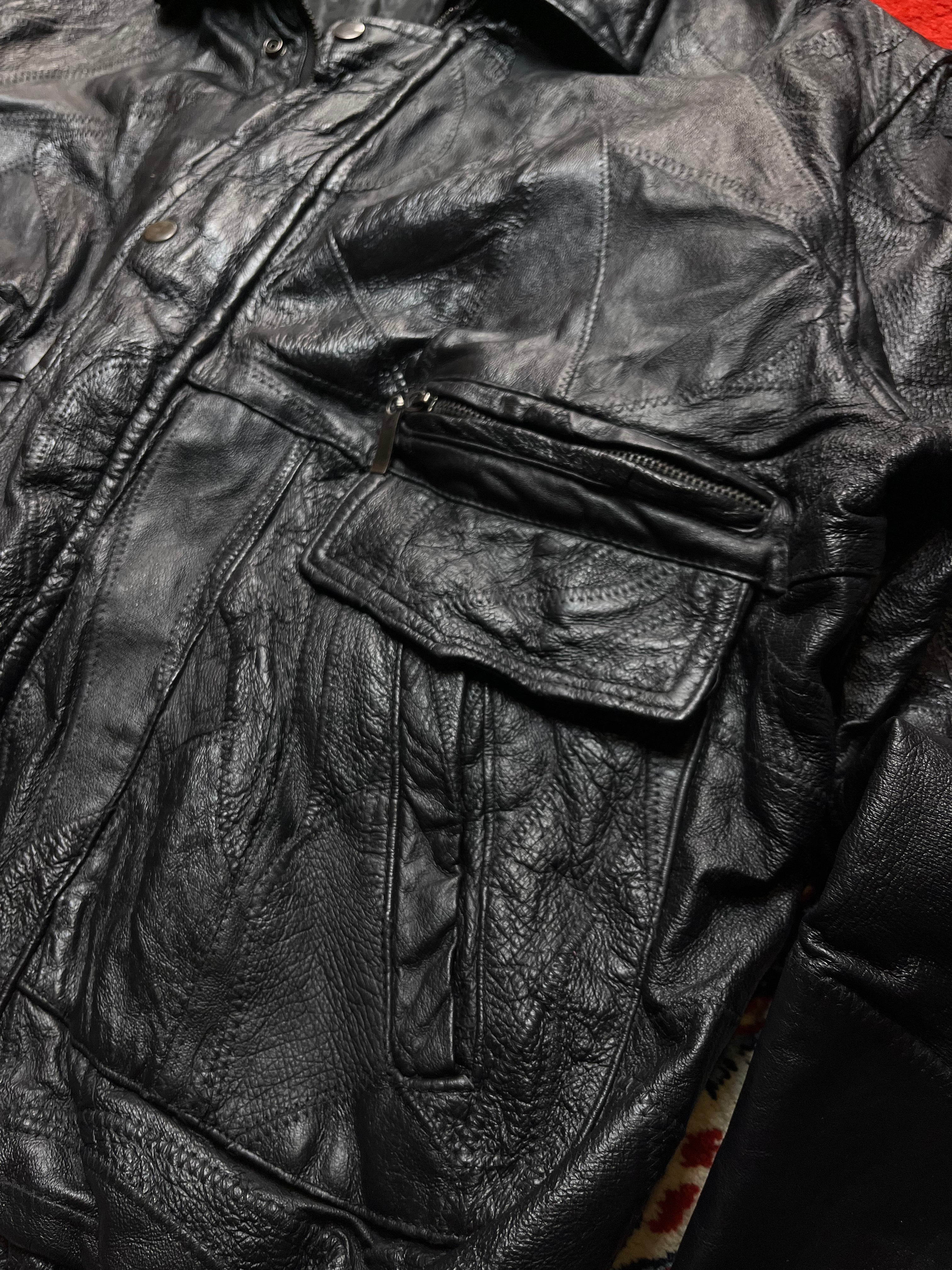 TLW Vintage Patchwork Leather Bomber Jacket