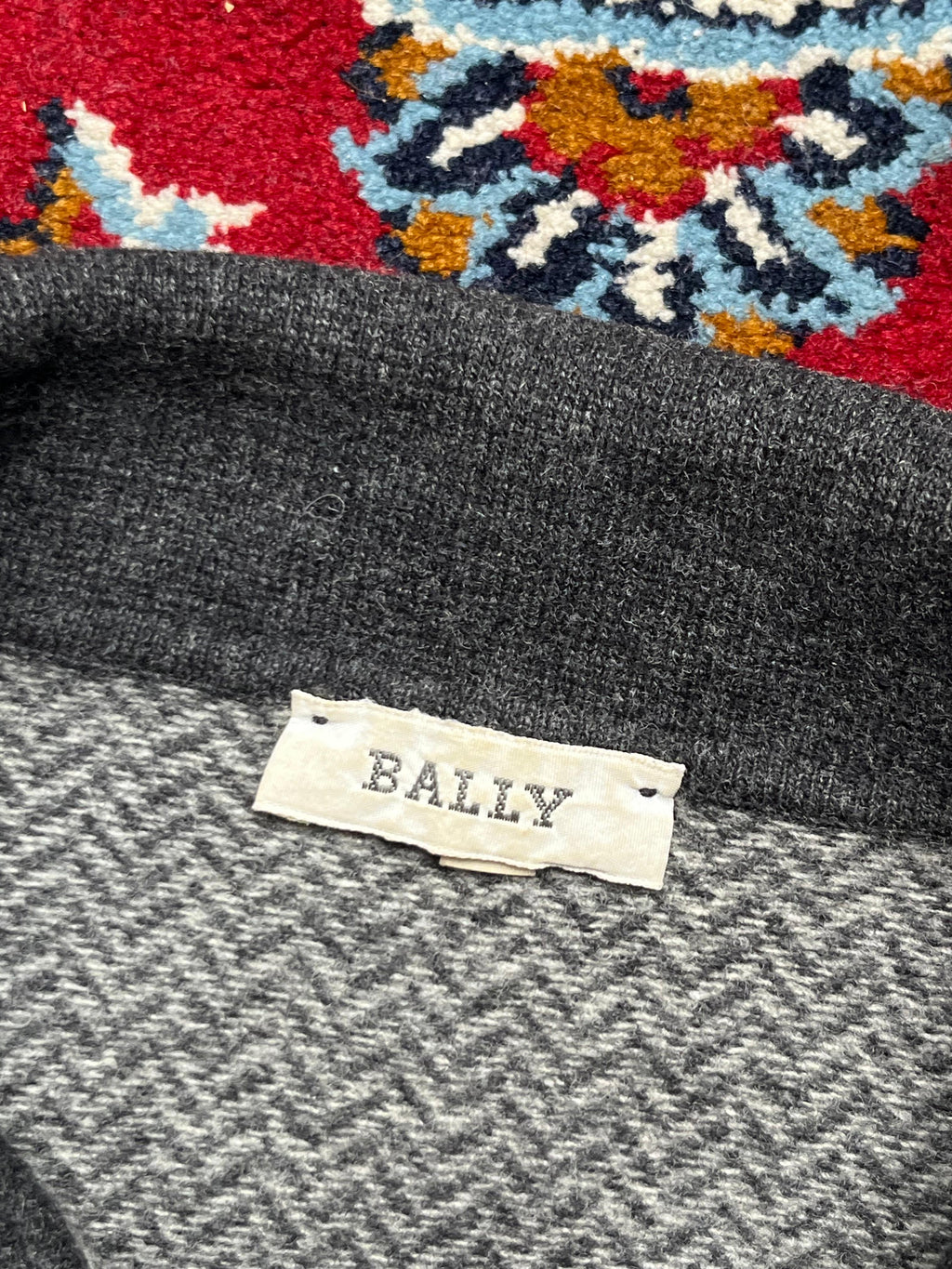 Vintage Bally Herringbone Knit Polo Sweater - S