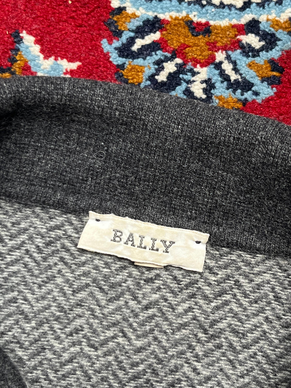 Vintage Bally Herringbone Knit Polo Sweater - S