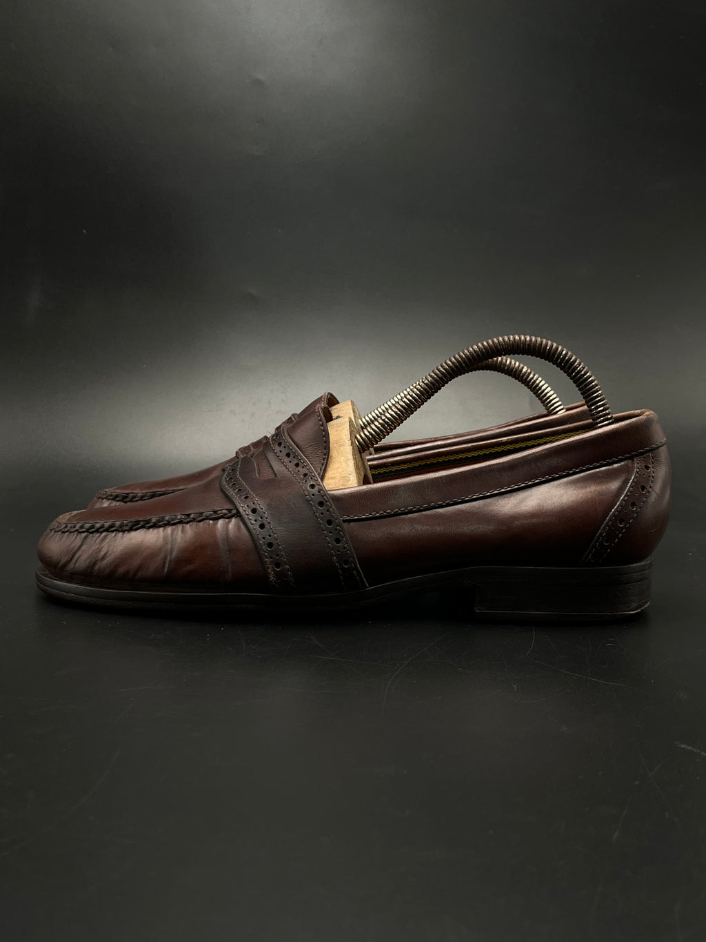 Polo Ralph Lauren Men's Brown Leather Brogue Penny Loafers