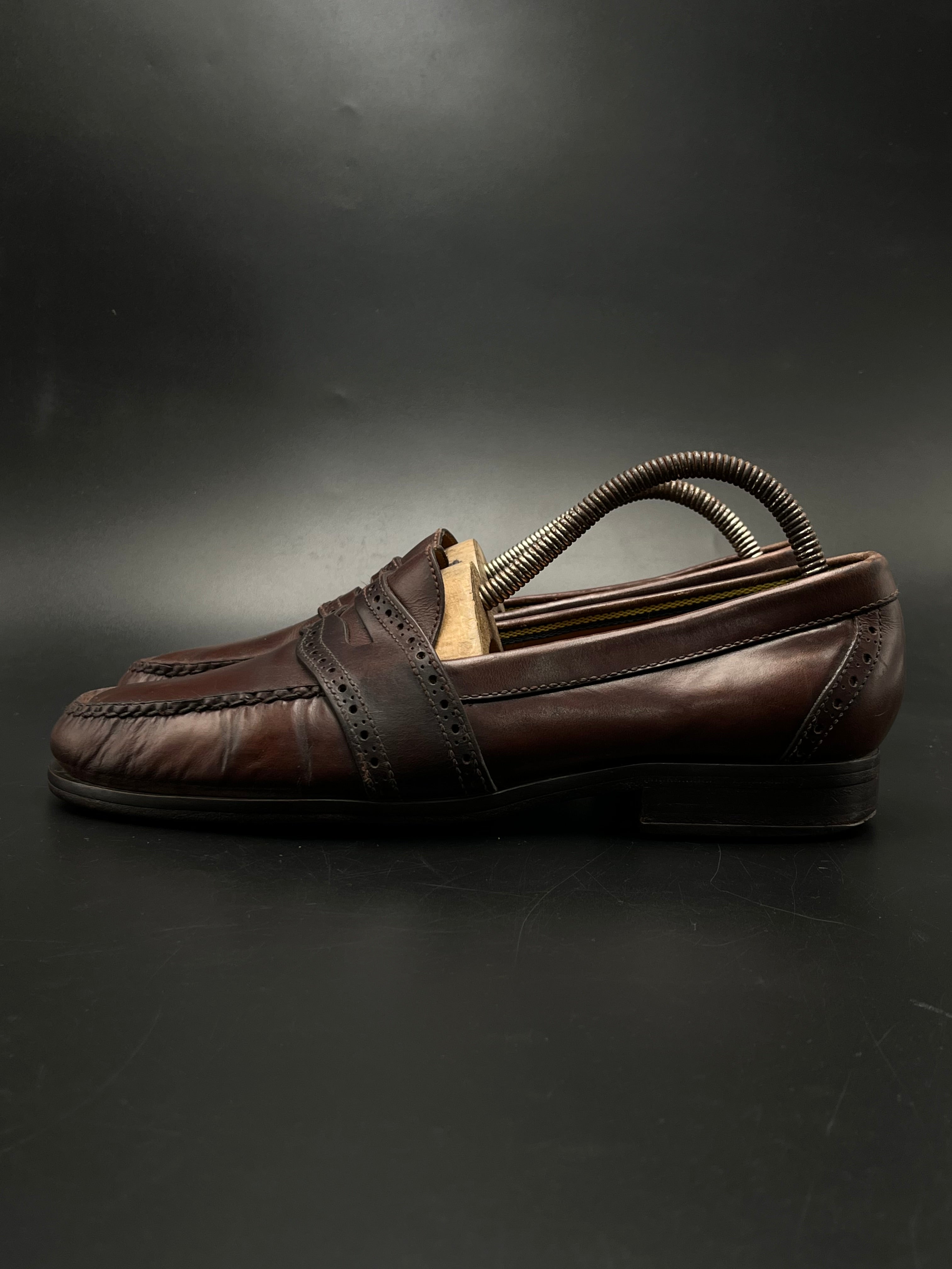 Polo Ralph Lauren Men's Brown Leather Brogue Penny Loafers