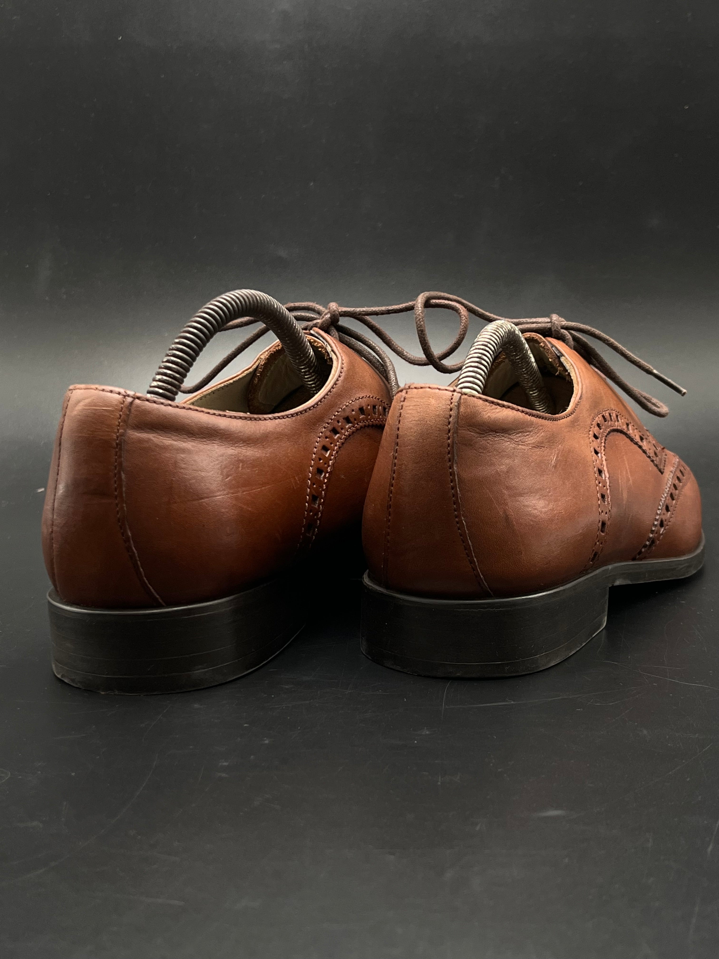 CLARKS CUSHION PLUS BROWN LEATHER WINGTIP BROGUE OXFORDS SHOES