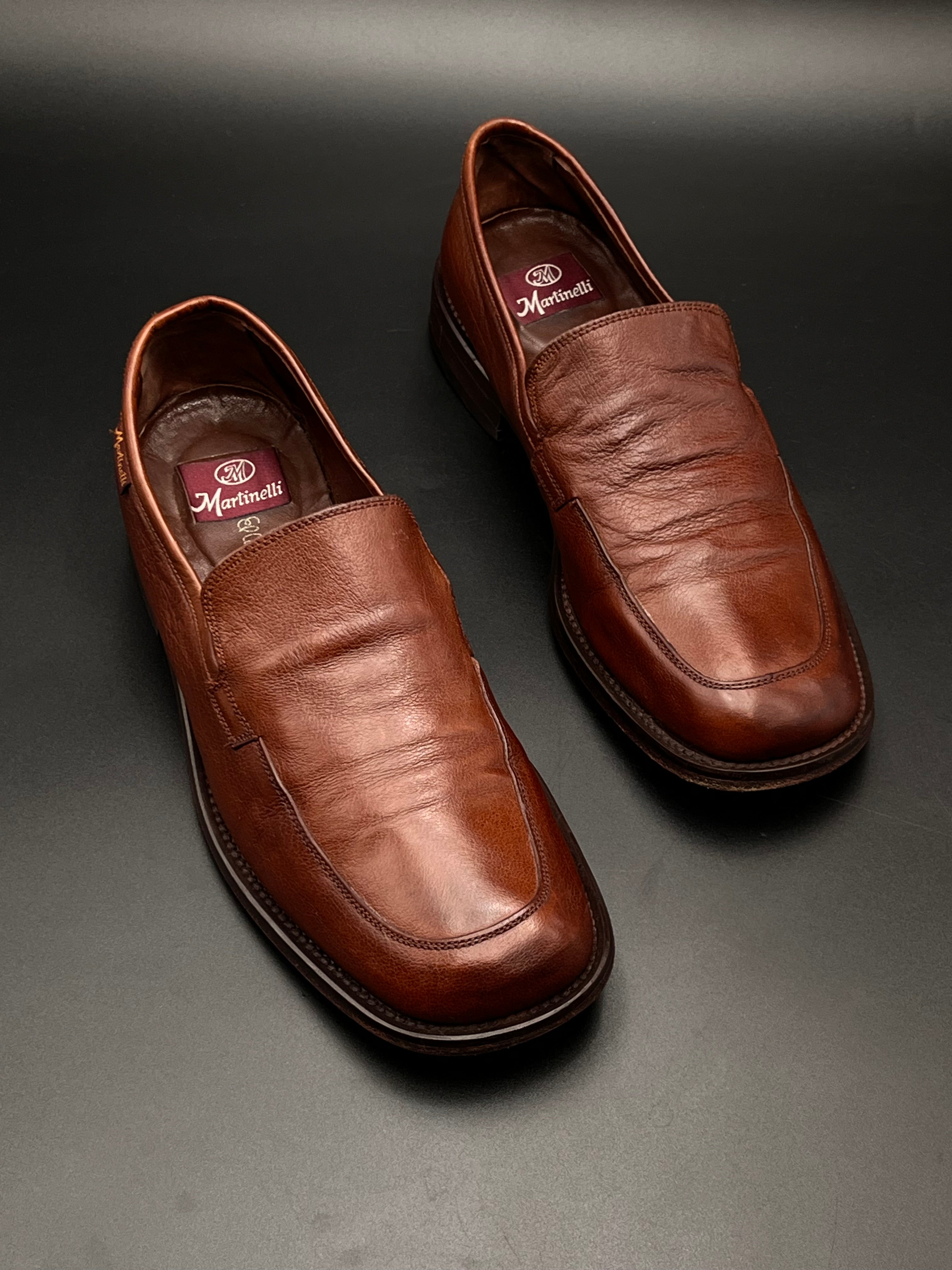 Martinelli Tan Brown Wide Toe Leather Loafers