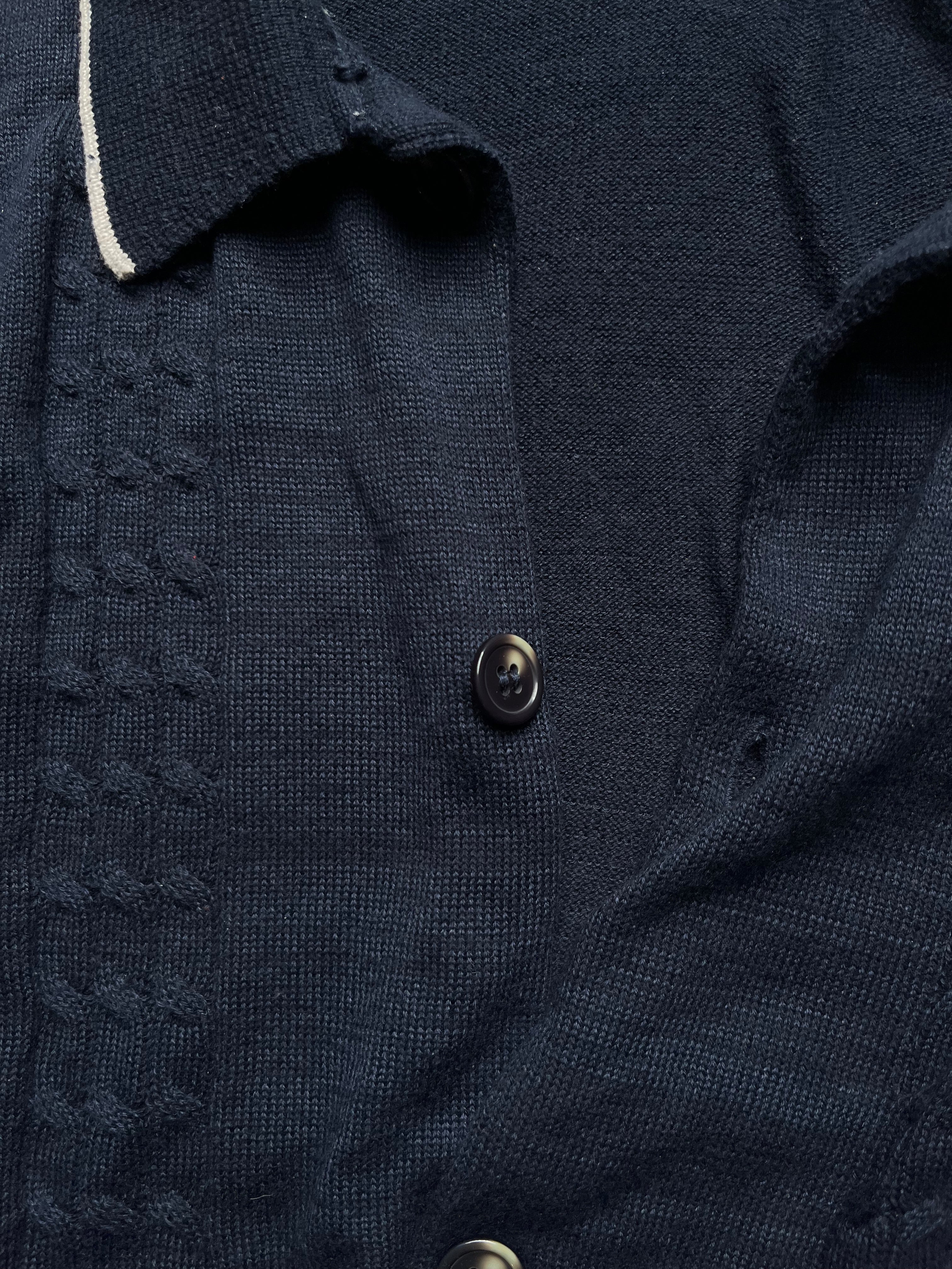 EASY Knit Polo Collar Cardigan with Cable Detail