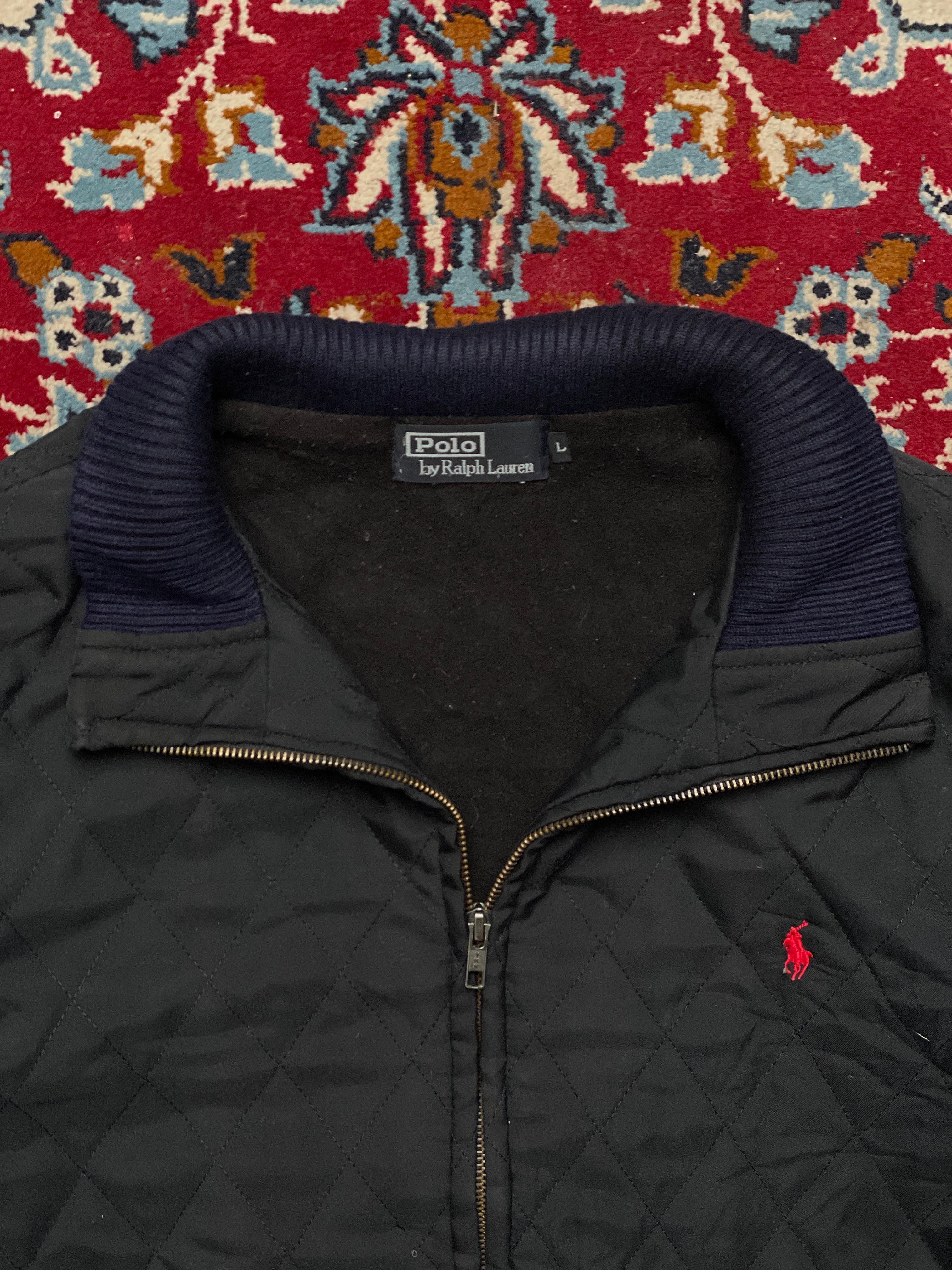 Polo Ralph Lauren Vintage Black Quilted Bomber Jacket - L