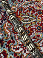 Vintage Southwestern Hairpipe Bone Belt Western Metal Floral Studded Leather Belt