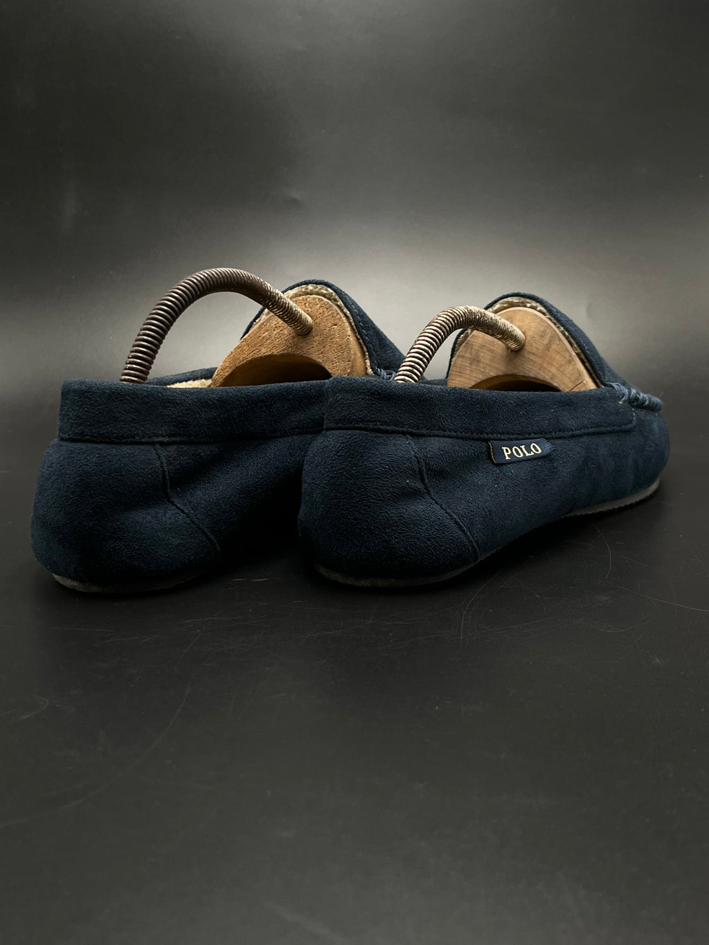 Polo Ralph Lauren Dezi V Polo Bear Navy Suede Moccasin Slippers