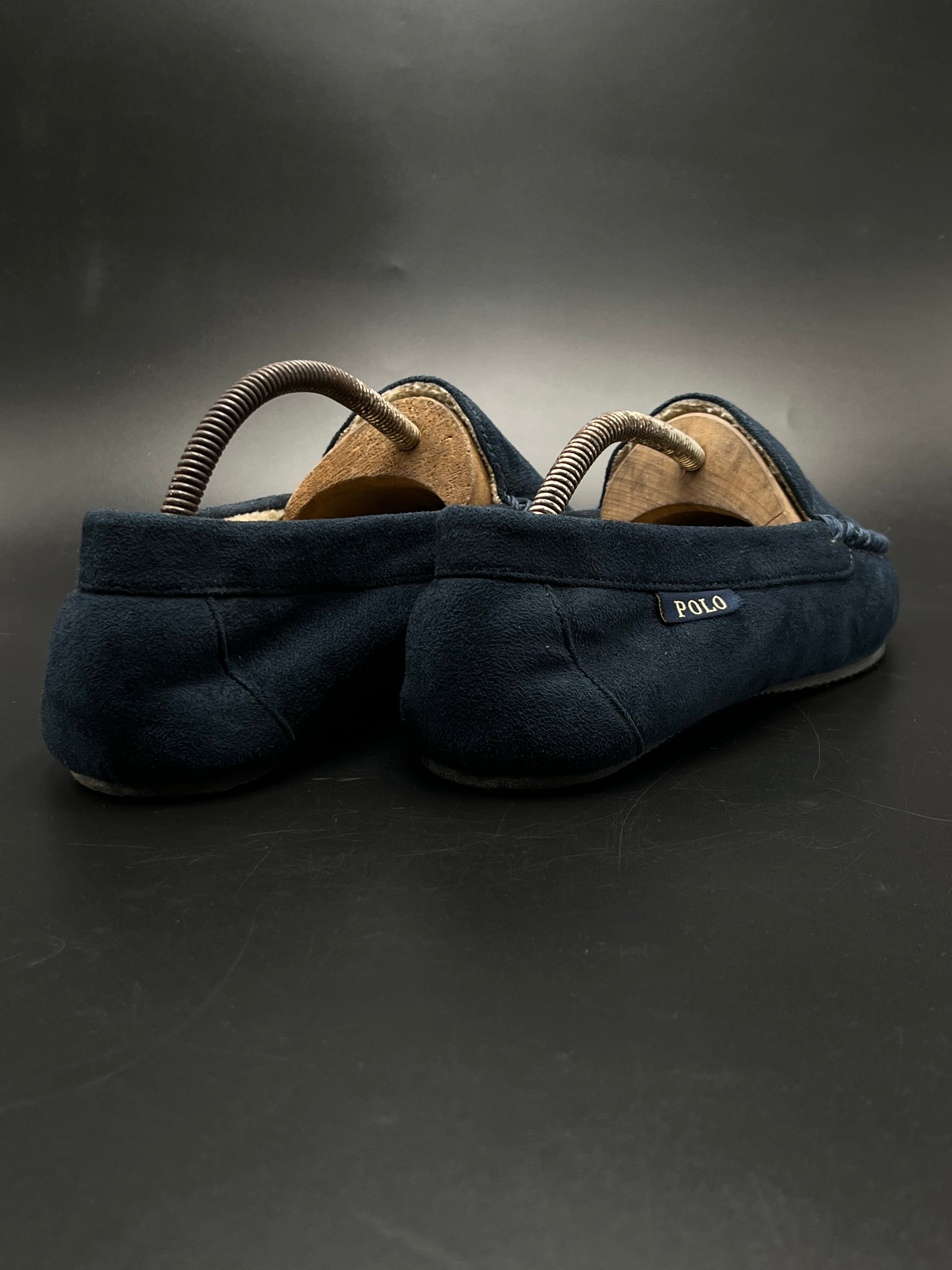 Polo Ralph Lauren Dezi V Polo Bear Navy Suede Moccasin Slippers