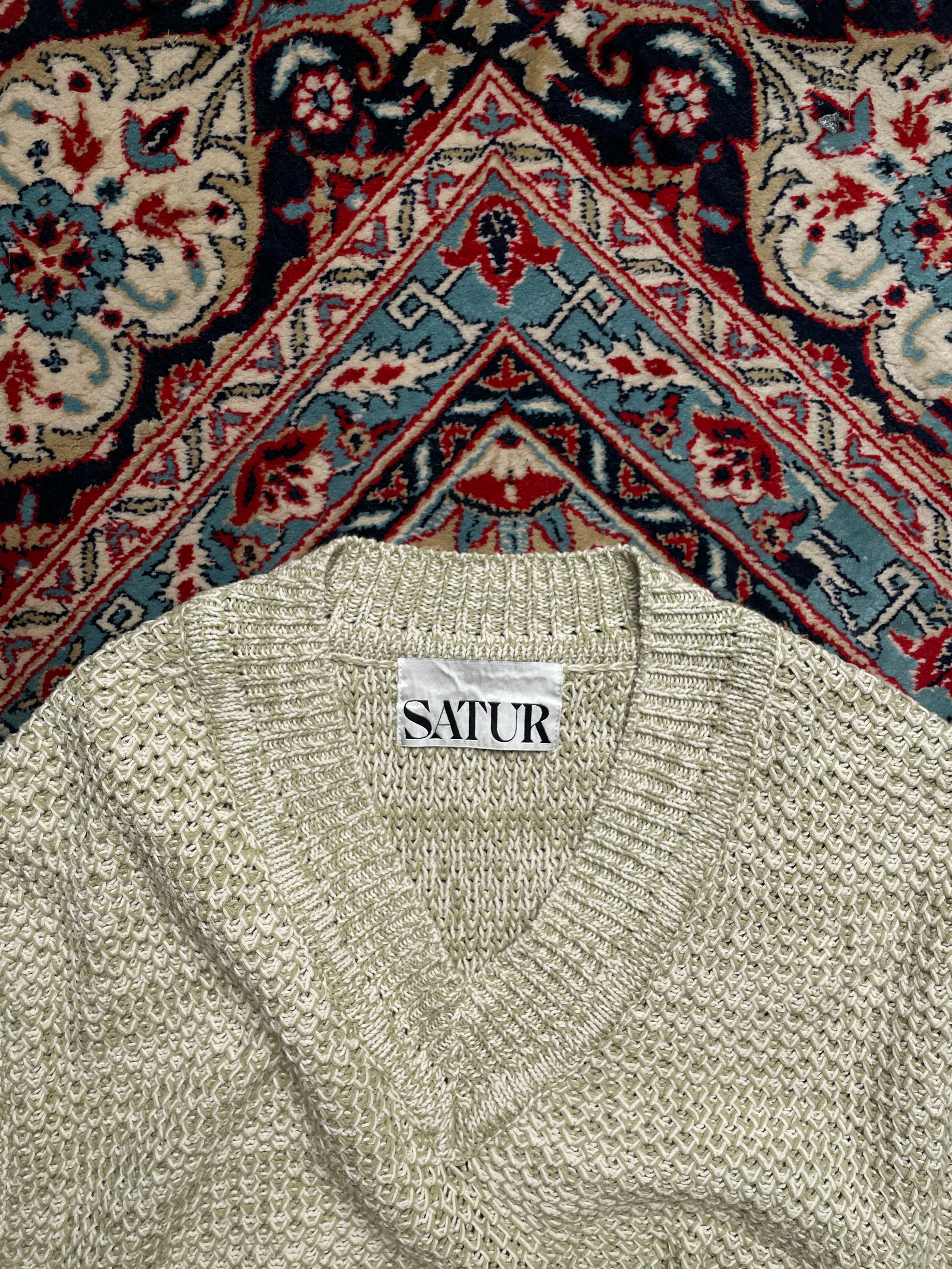 SATUR Textured Knit V-Neck Sweater